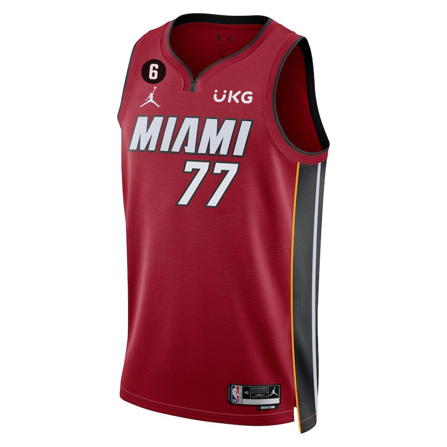 Alternative view of Ömer Yurtseven 77 Miami Heat Final Champions 2023 Swingman Jersey - Red - JS236 