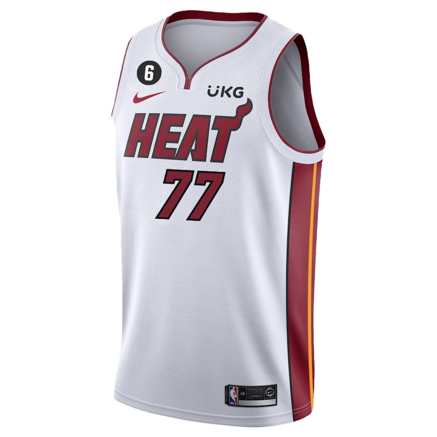 Alternative view of Ömer Yurtseven 77 Miami Heat Final Champions 2023 Swingman Jersey - White - JS948 