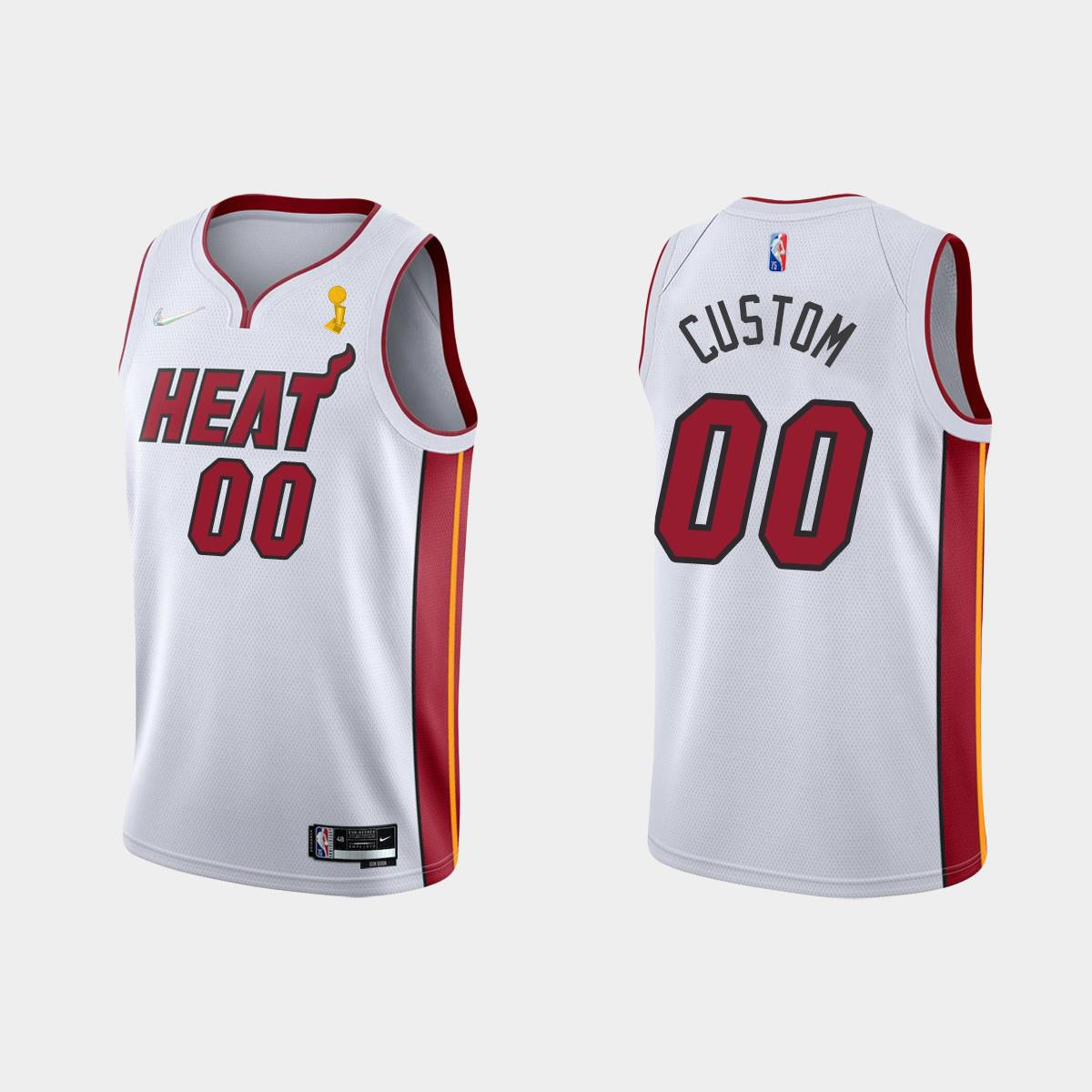 Miami Heat 00 Custom Champions Cup 2023 Patch White Jersey - JS797 