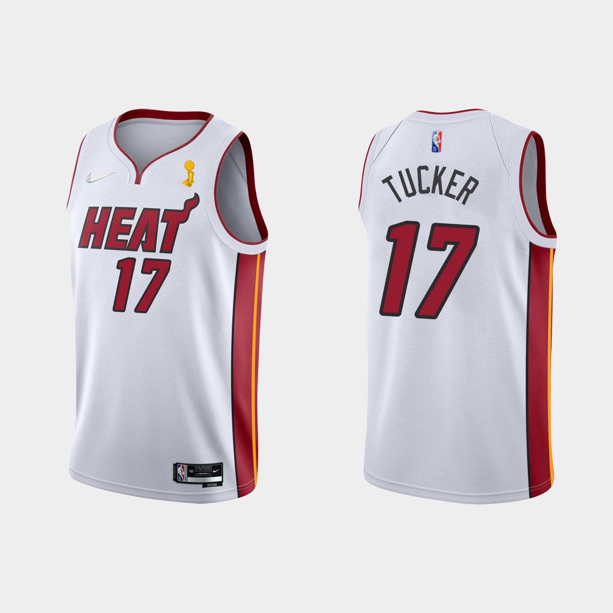 Miami Heat 17 P.J. Tucker Champions Cup 2023 Patch White Jersey - JS916 