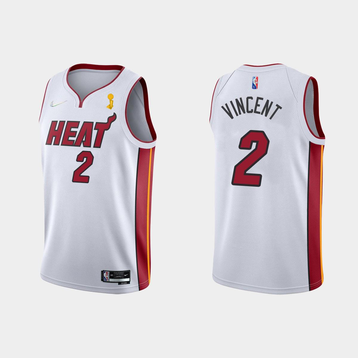 Miami Heat 2 Gabe Vincent Champions Cup 2023 Patch White Jersey - JS233 