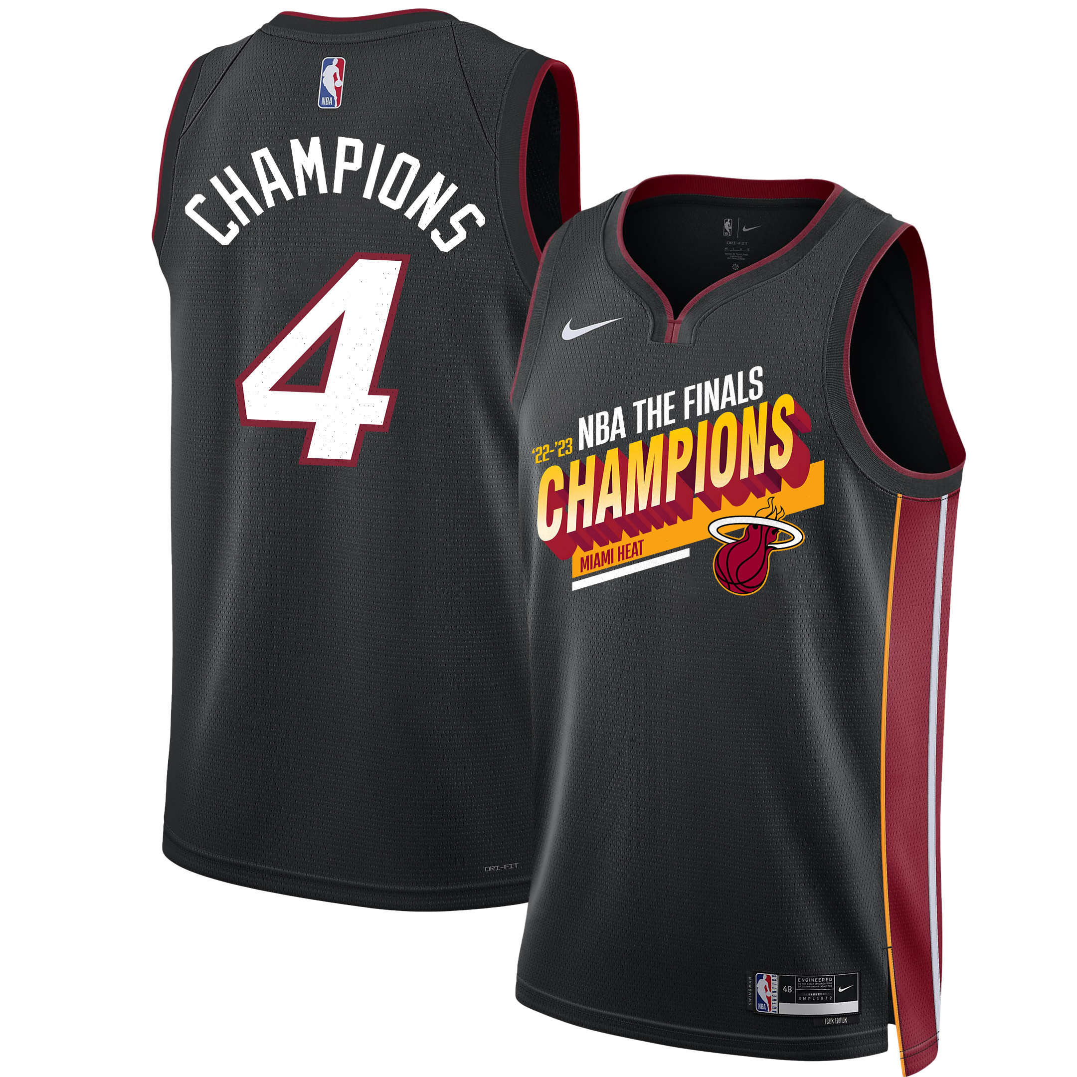 Miami Heat 2023 NBA The Finals Champions Edition Swingman Jersey - Black - JS679 