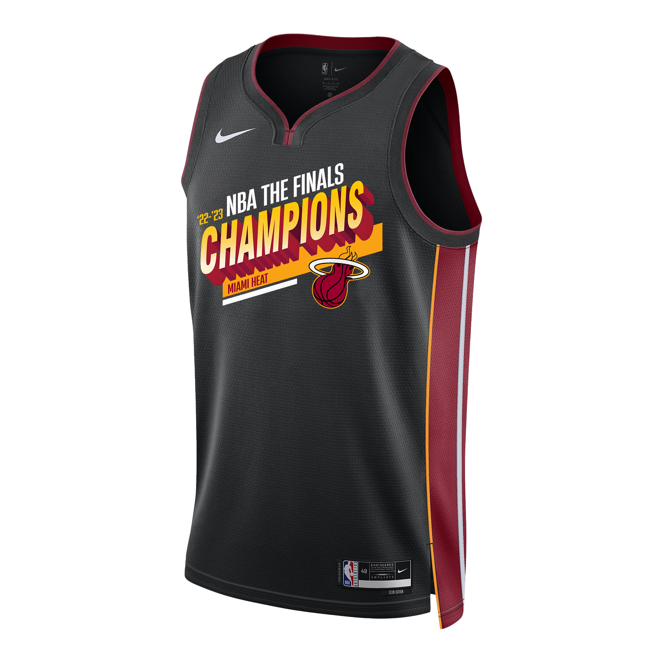 Alternative view of Miami Heat 2023 NBA The Finals Champions Edition Swingman Jersey - Black - JS679 