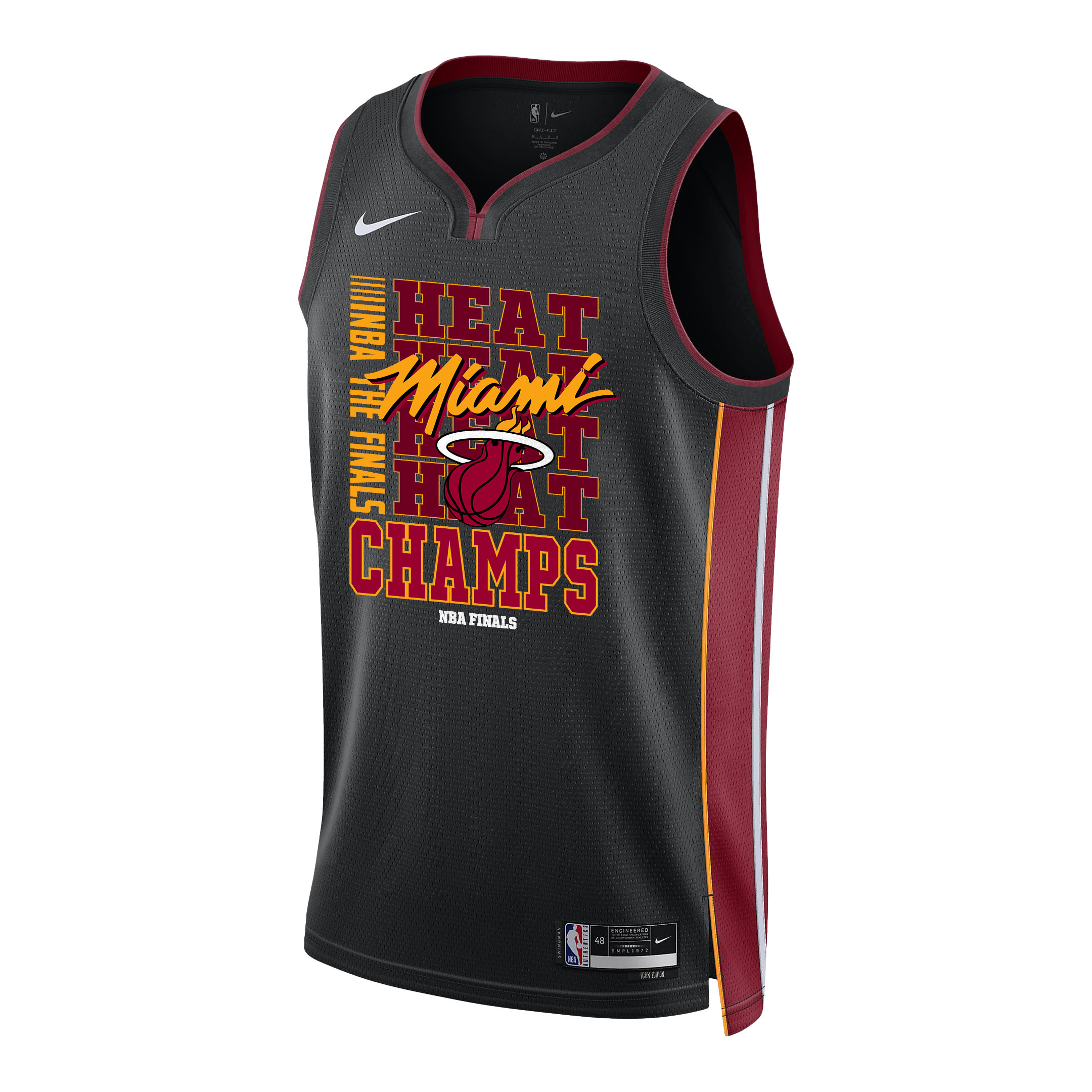 Alternative view of Miami Heat 2023 NBA The Finals Champions Swingman Jersey - Black - JS153 