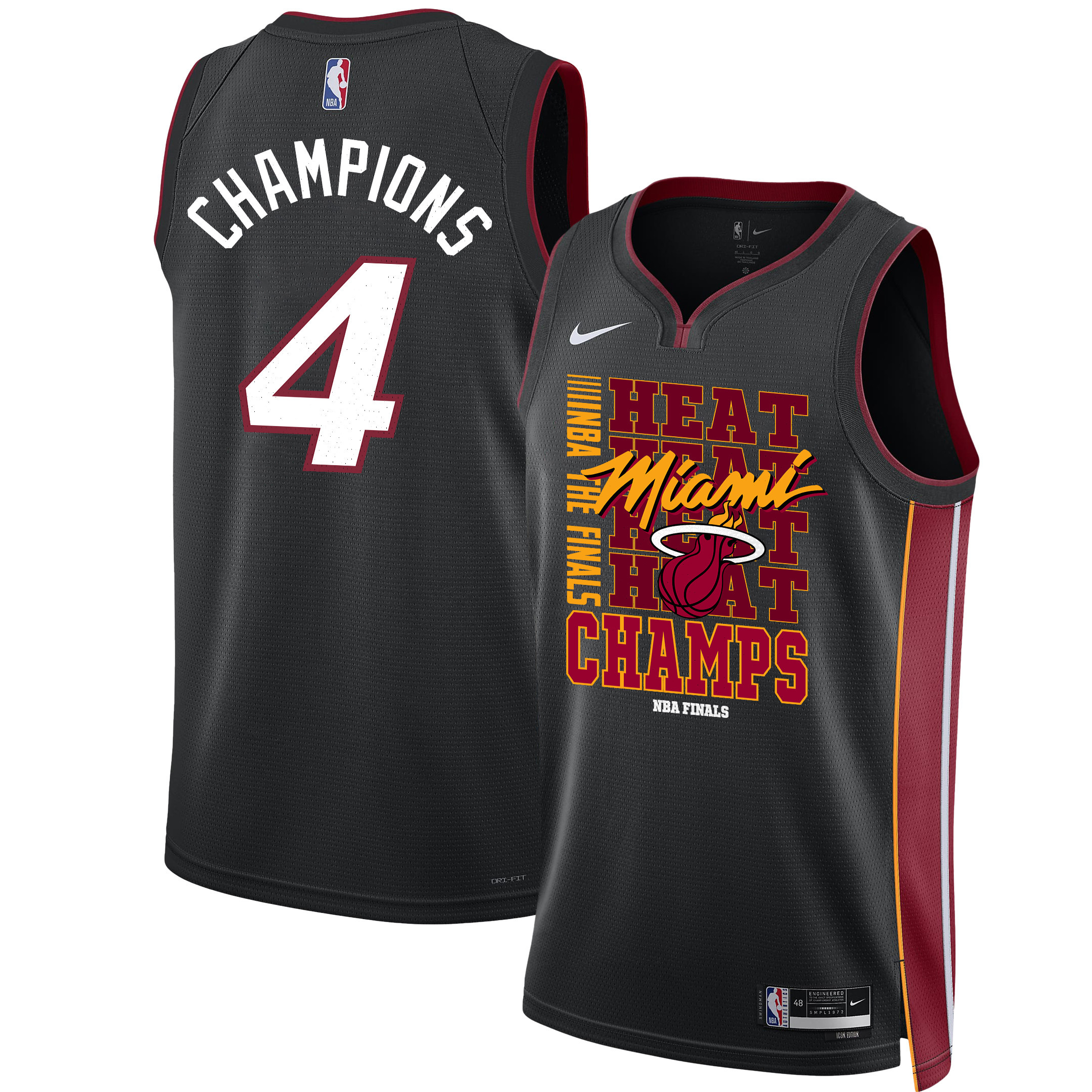 Miami Heat 2023 NBA The Finals Champions Swingman Jersey - Black - JS153 