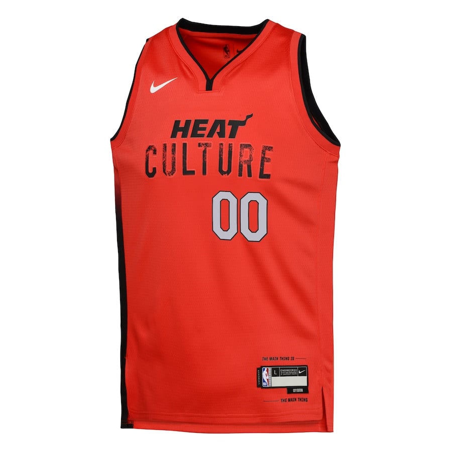 Alternative view of Miami Heat 2024/25 Swingman Custom YOUTH Jersey - City Edition - Red - JS712 