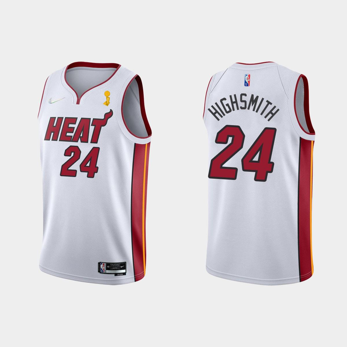 Miami Heat 24 Haywood Highsmith Champions Cup 2023 Patch White Jersey - JS319 