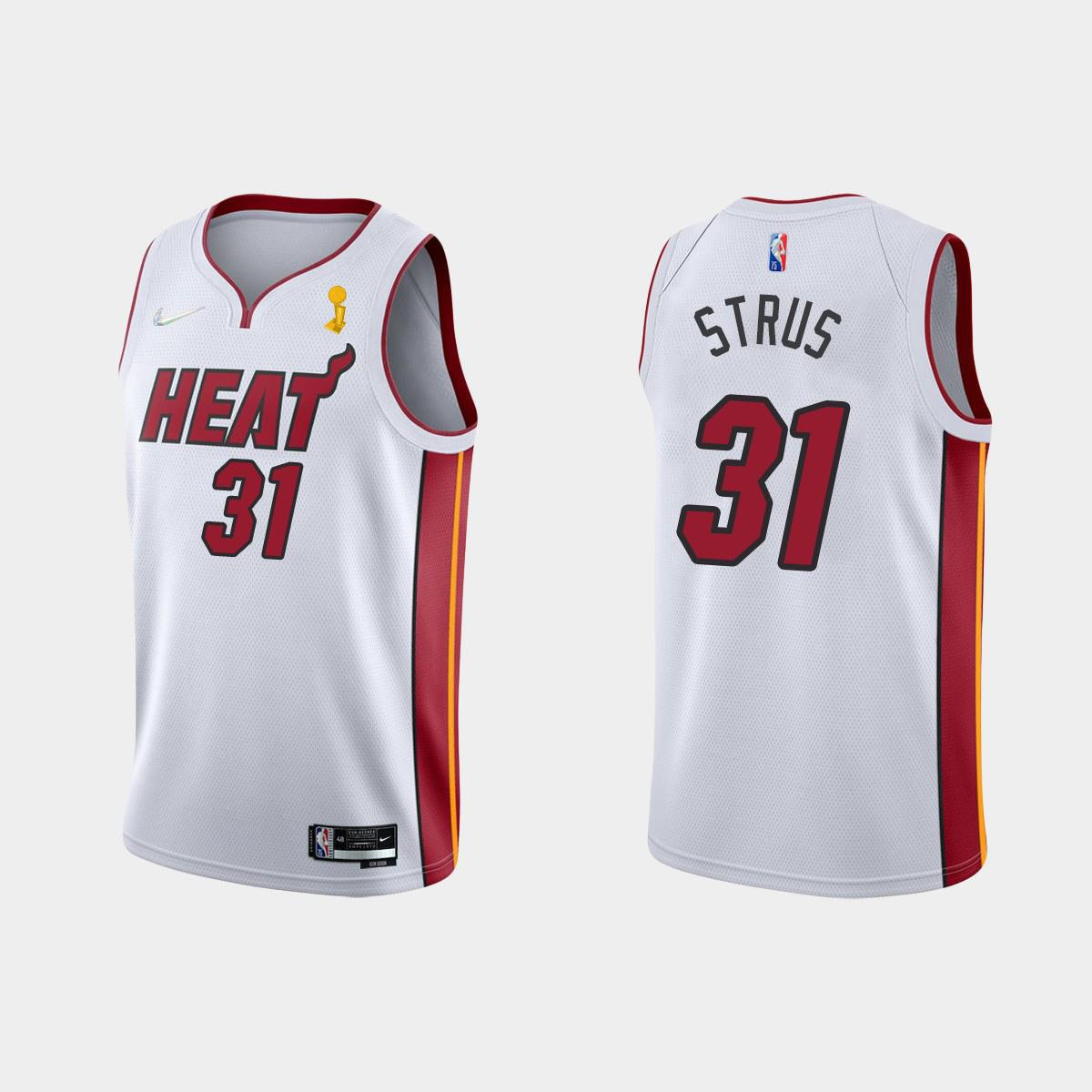 Miami Heat 31 Max Strus Champions Cup 2023 Patch White Jersey - JS435 