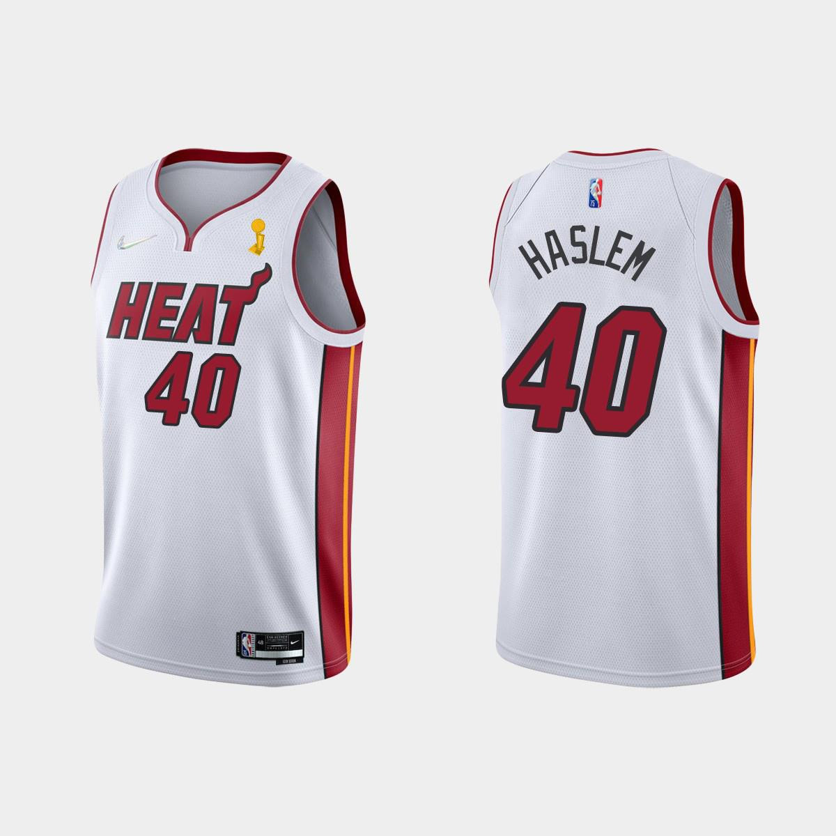 Miami Heat 40 Udonis Haslem Champions Cup 2023 Patch White Jersey - JS509 