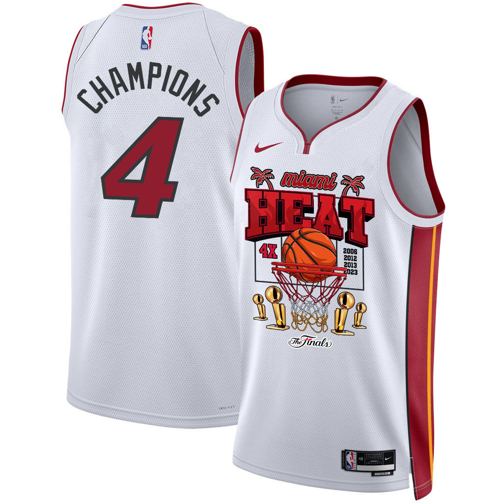 Miami Heat 4th Champions Red Hot Redemption 2023 Swingman Jersey - White - JS536 