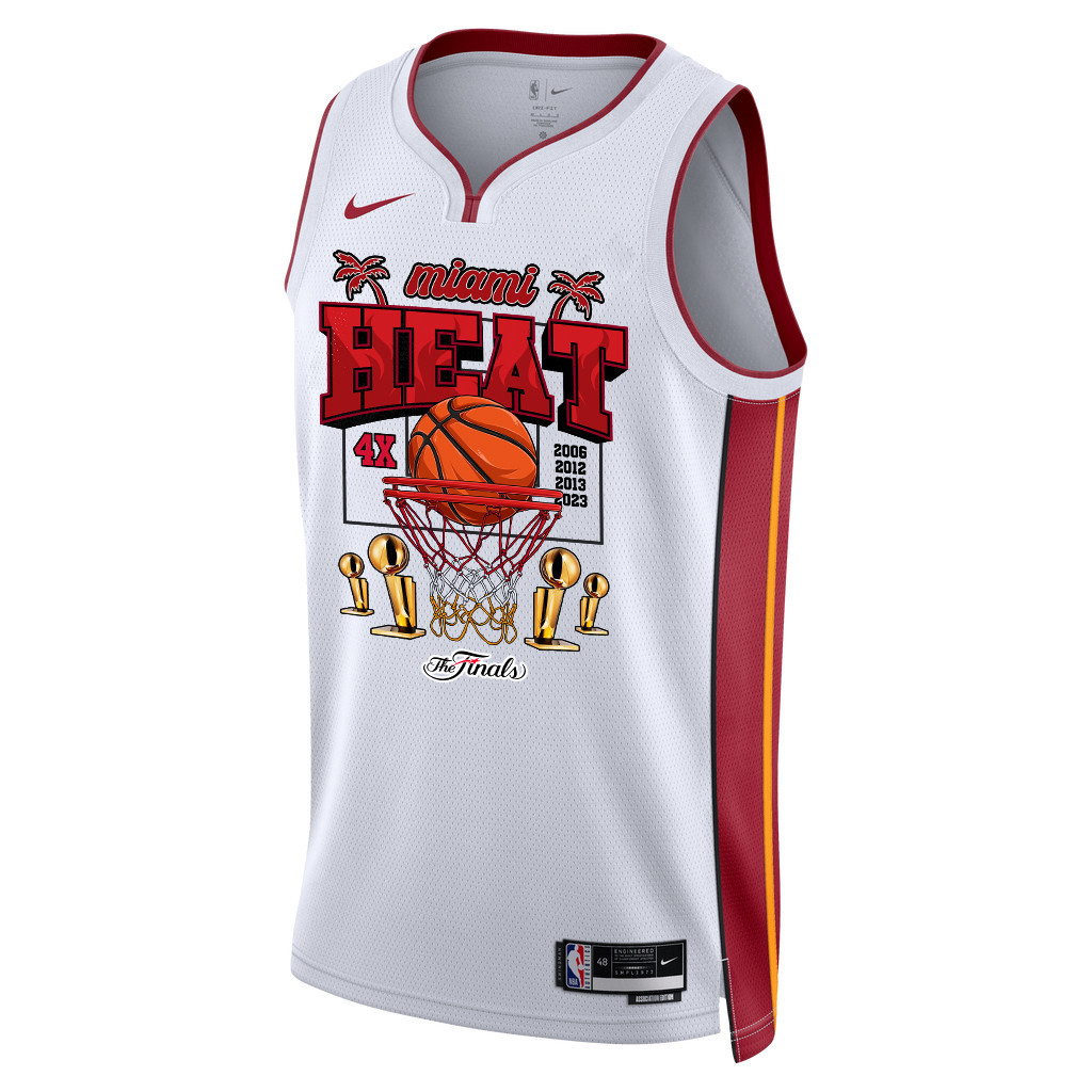 Alternative view of Miami Heat 4th Champions Red Hot Redemption 2023 Swingman Jersey - White - JS536 