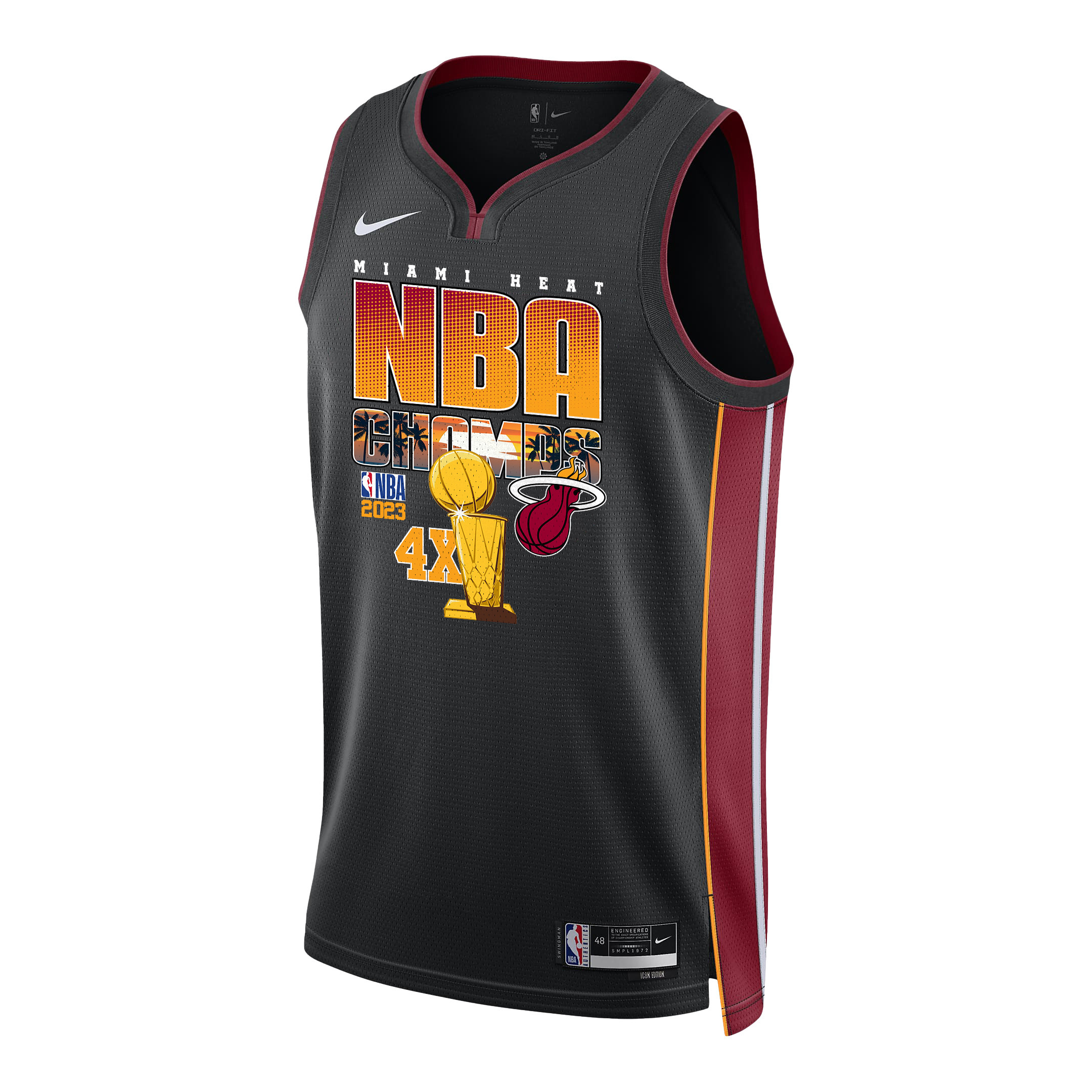 Alternative view of Miami Heat 4X Finals Champions 2023 Swingman Jersey - Black - JS759 