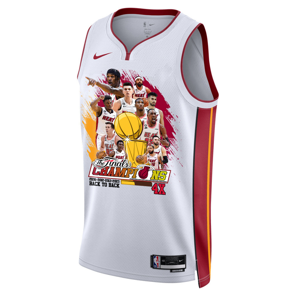 Alternative view of Miami Heat 4X NBA Finals Champions Swingman Jersey - White - JS379 