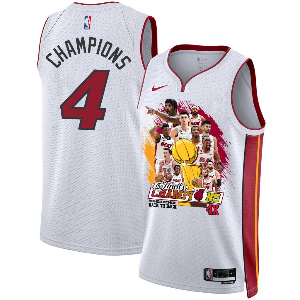 Miami Heat 4X NBA Finals Champions Swingman Jersey - White - JS379 