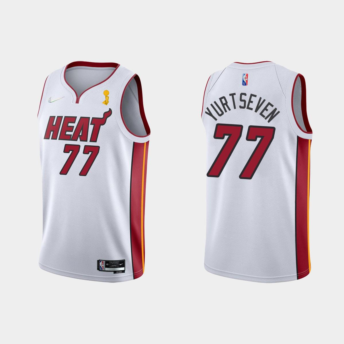 Miami Heat 77 Omer Yurtseven Champions Cup 2023 Patch White Jersey - JS381 