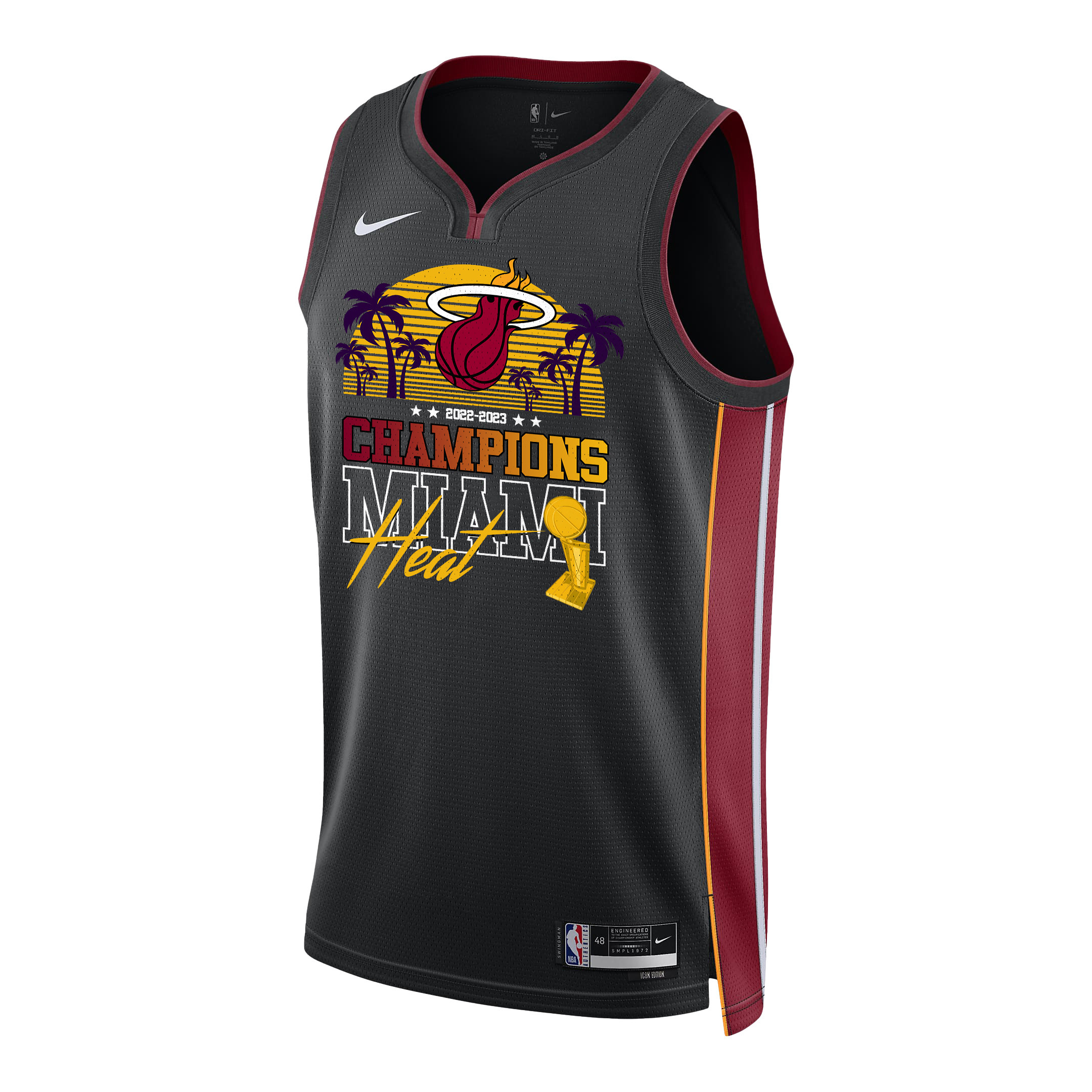 Alternative view of Miami Heat Champions 2023 Swingman Jersey Team Logo - Black - JS954 