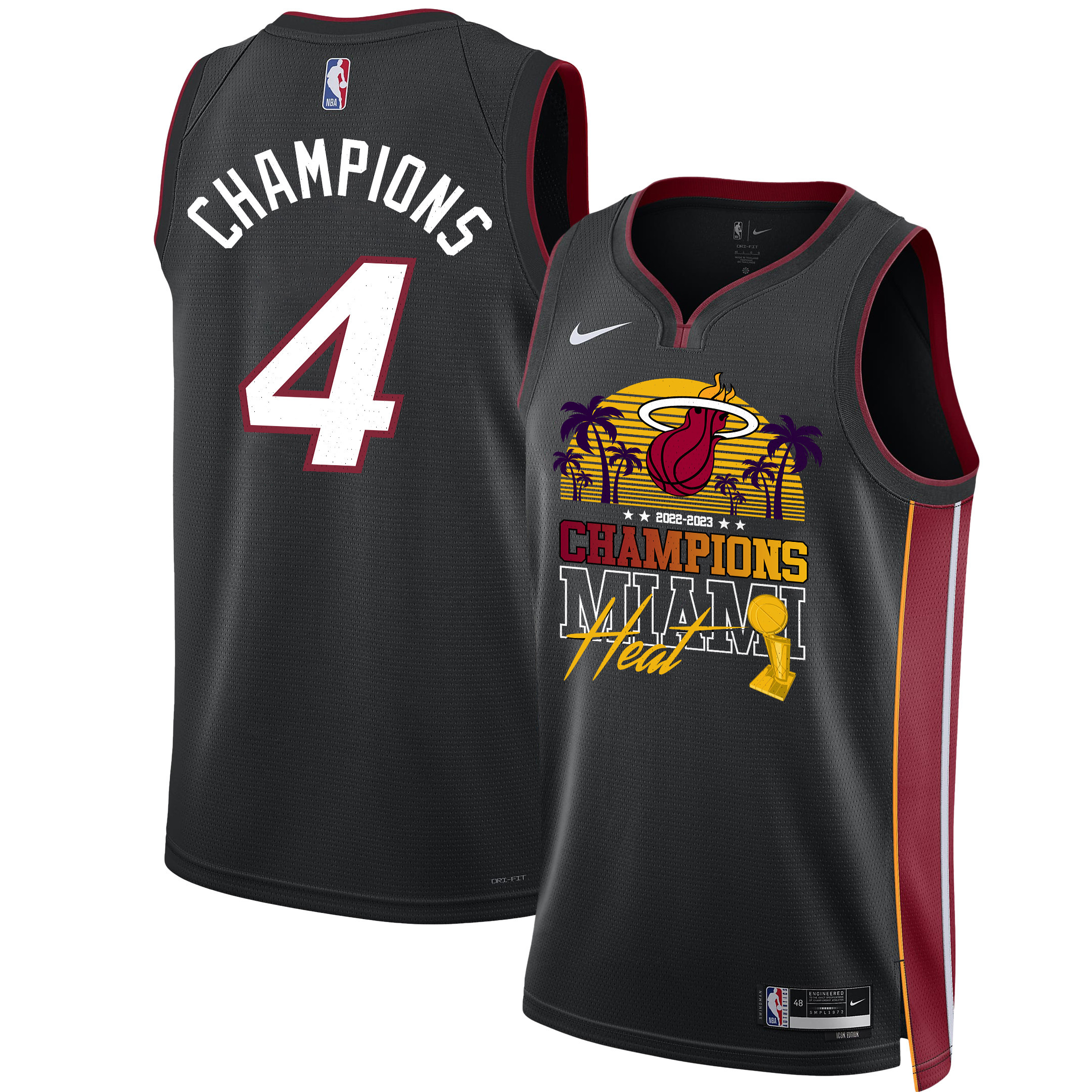 Miami Heat Champions 2023 Swingman Jersey Team Logo - Black - JS954 
