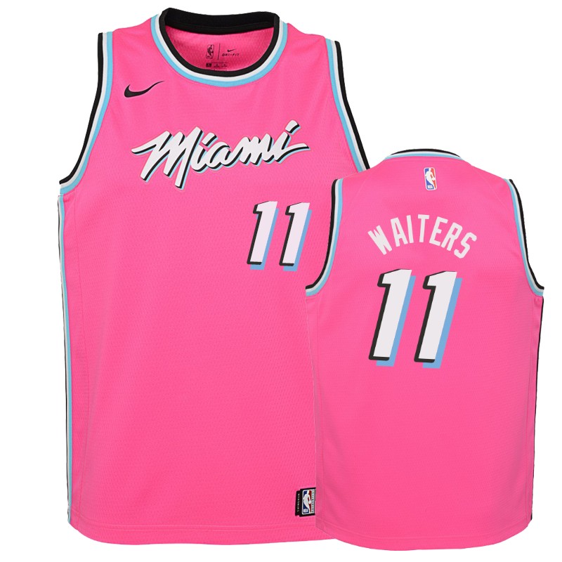 Miami Heat Dion Waiters #11 Pink 2018-19 Earned Jersey -youth
