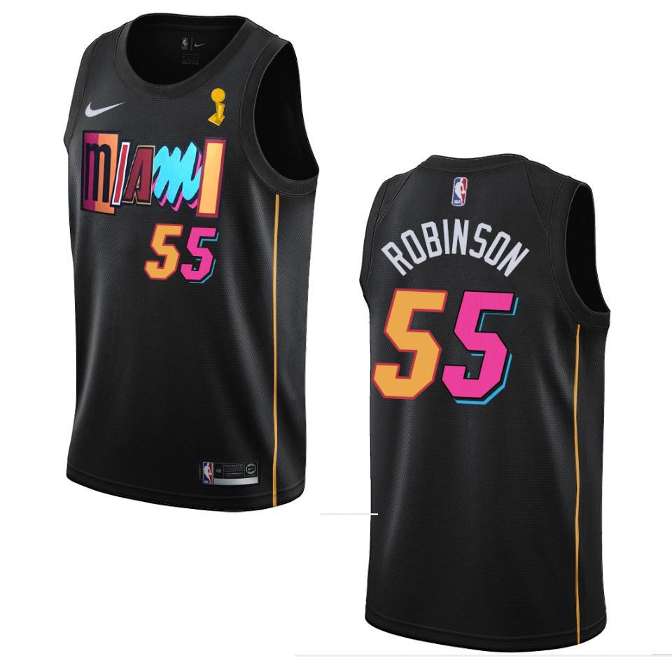 Miami Heat Duncan Robinson 55 Champions Cup 2023 Patch Jersey Black - JS853 