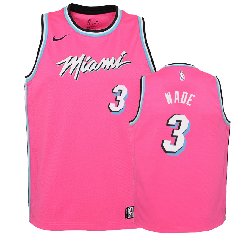 Miami Heat Dwyane Wade #3 Pink 2018-19 Earned Jersey -youth
