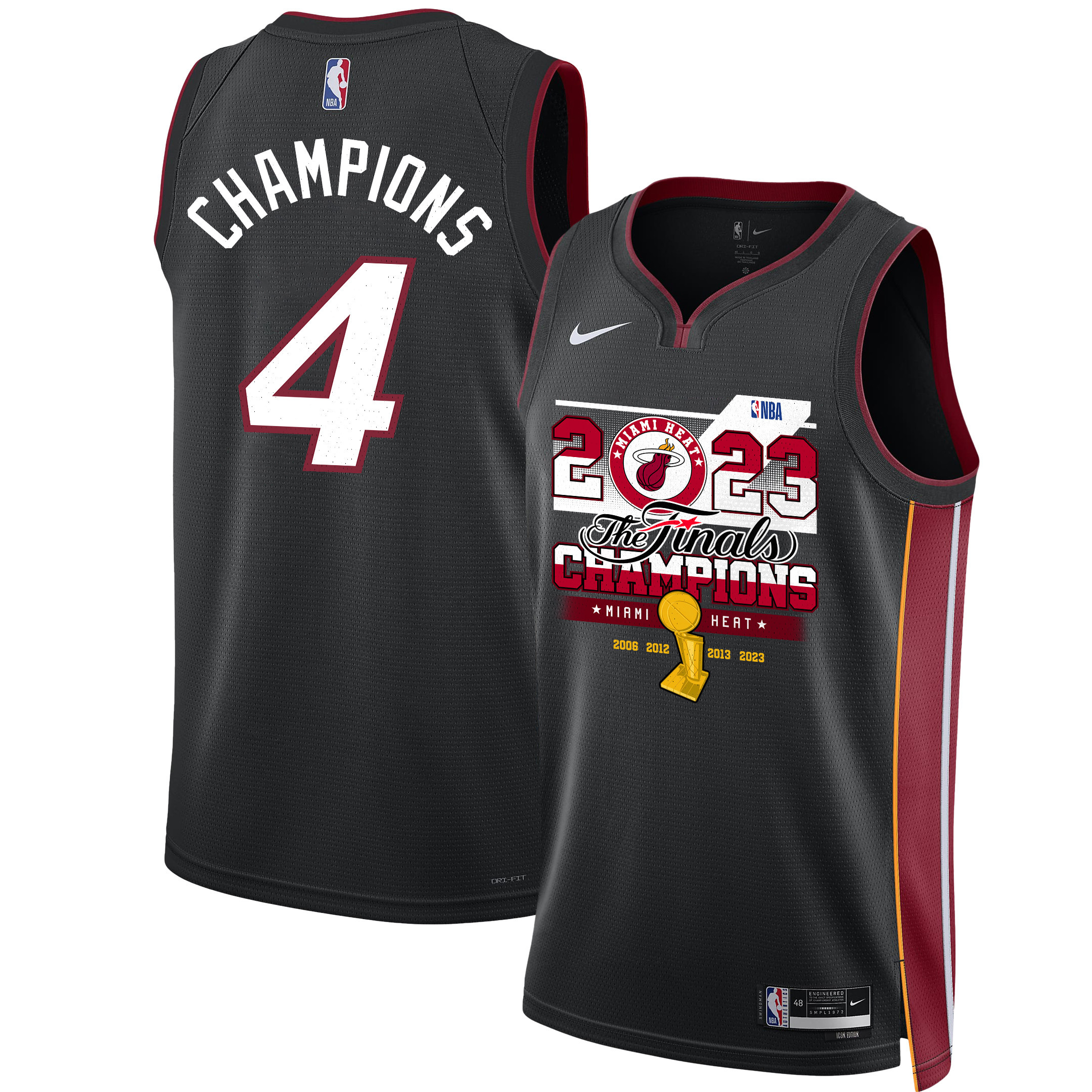 Miami Heat Finals Champions 2023 Swingman Jersey - Black - JS896 