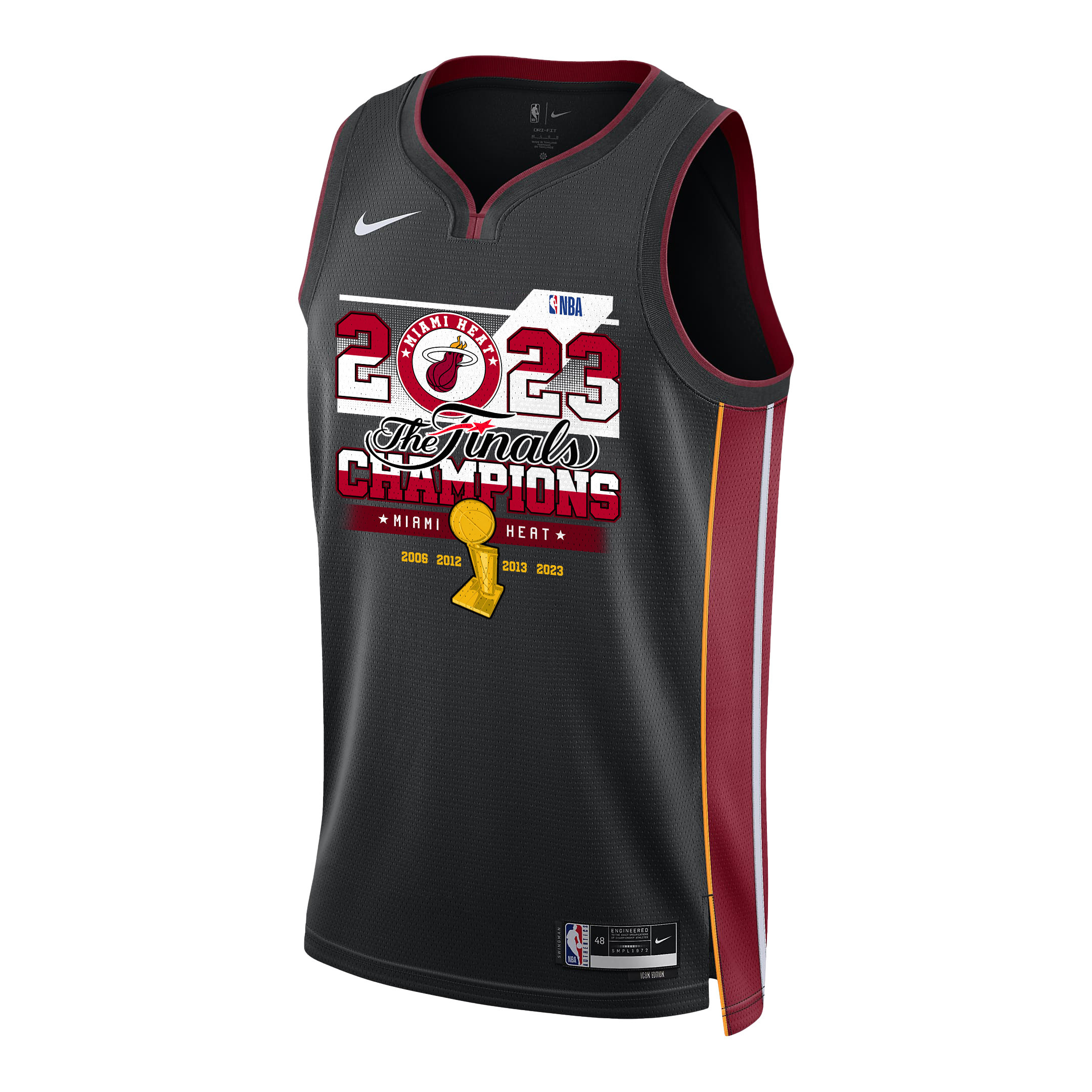 Alternative view of Miami Heat Finals Champions 2023 Swingman Jersey - Black - JS896 