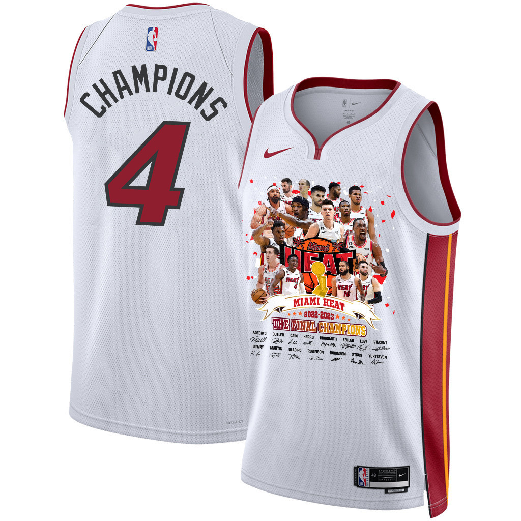 Miami Heat Finals Champions 2023 Swingman Jersey Player Signture - White - JS642 