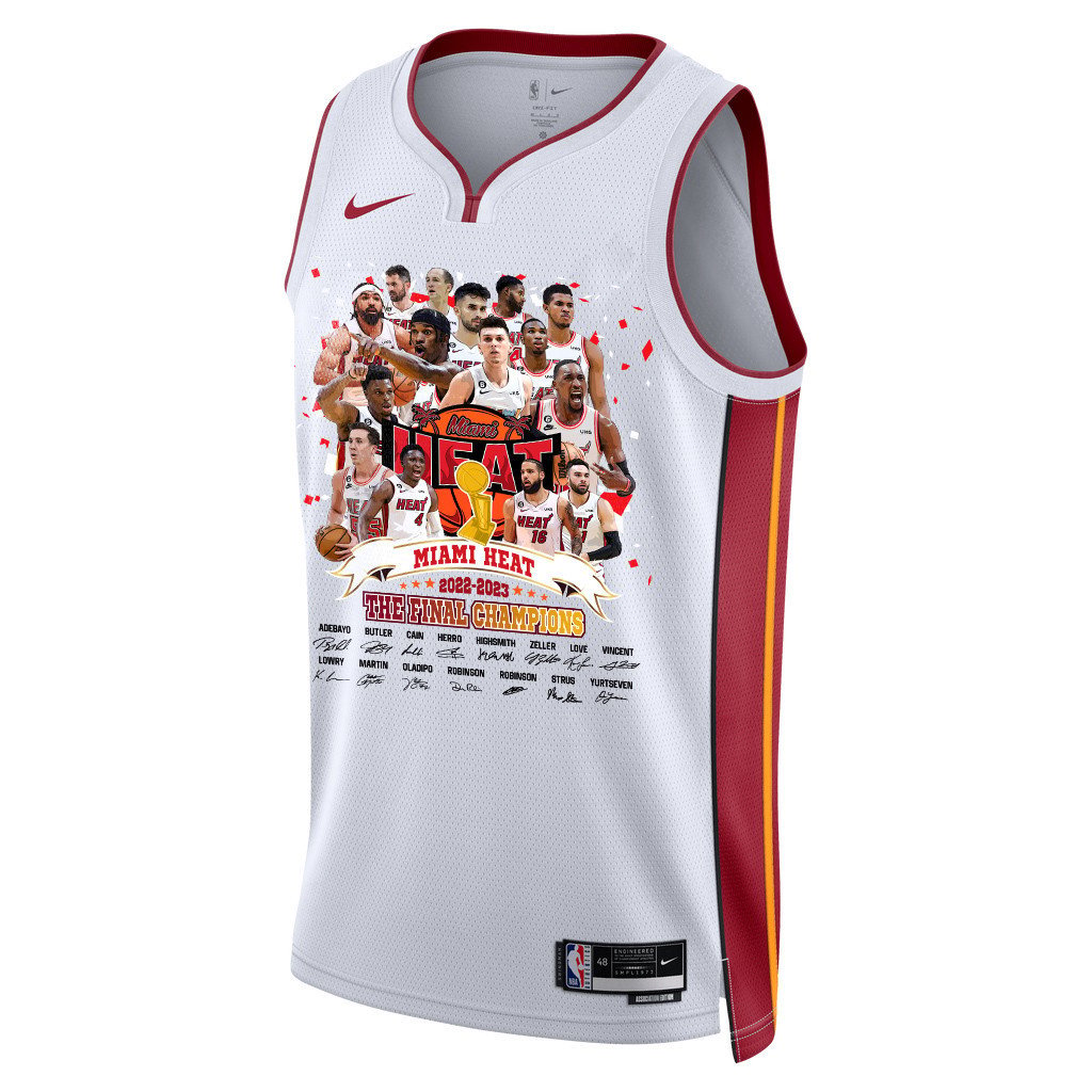 Alternative view of Miami Heat Finals Champions 2023 Swingman Jersey Player Signture - White - JS642 