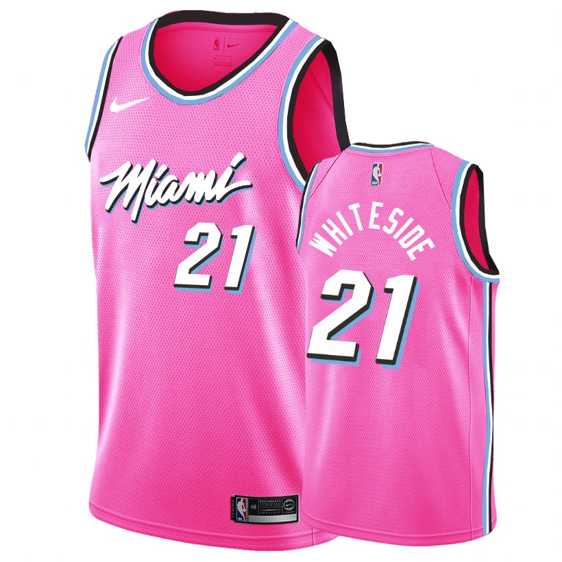 Miami Heat Hassan Whiteside #21 Pink Earned Edition Jersey