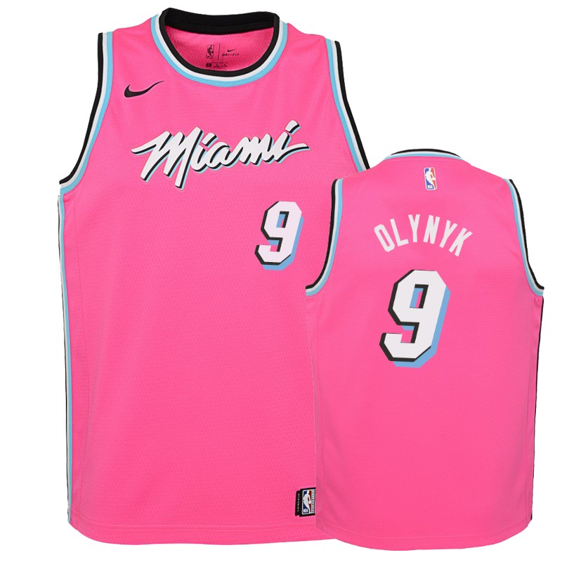 Miami Heat Kelly Olynyk #9 Pink 2018-19 Earned Jersey -youth Ã¢â‚¬â€œ Jersey-pro