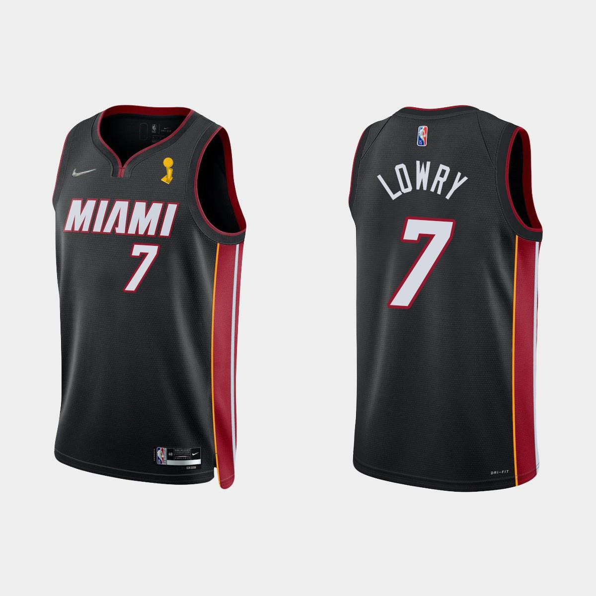 Miami Heat Kyle Lowry 7 Champions Cup Diamond Black Jersey Icon - JS559 