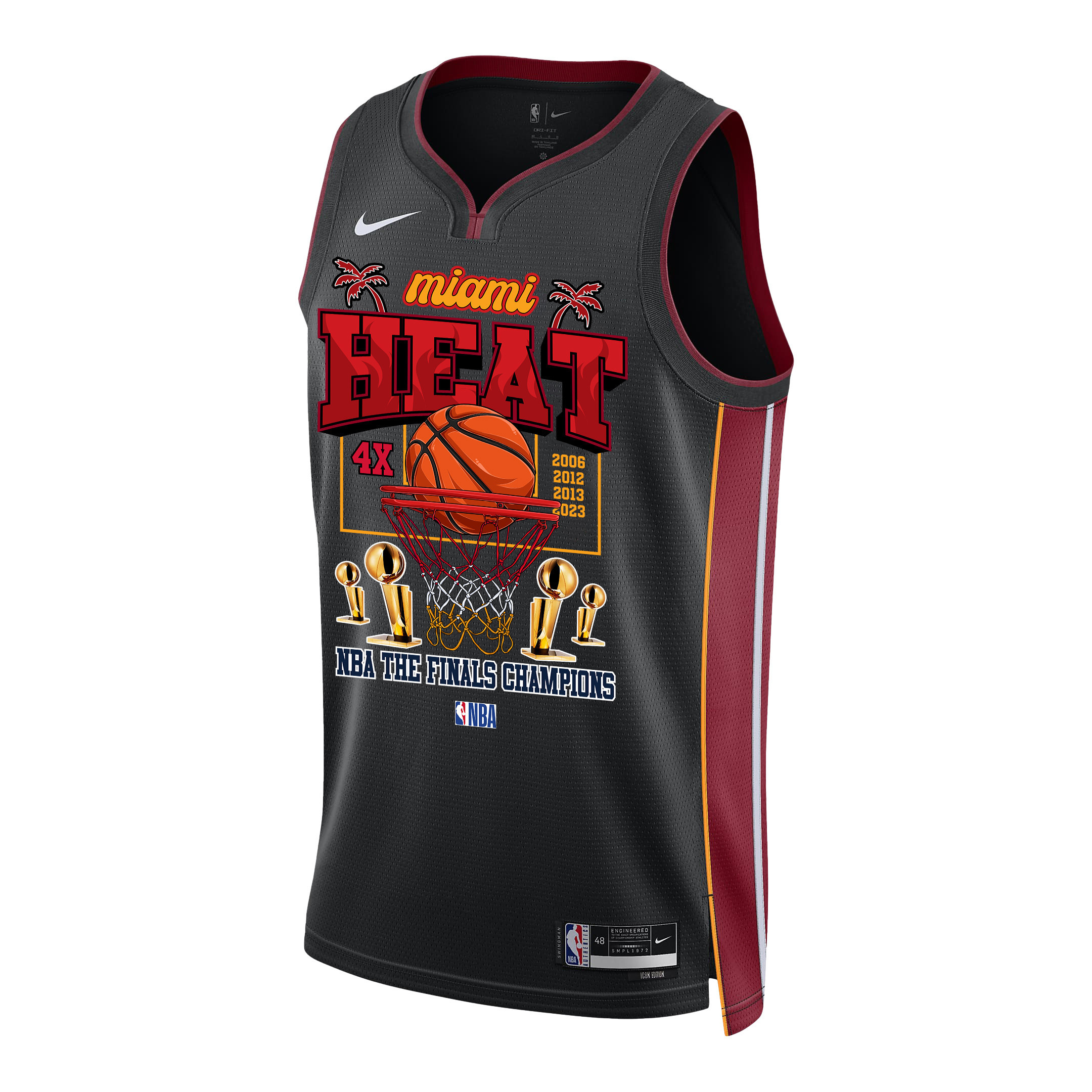 Alternative view of Miami Heat Lineup Road To The NBA Final Champions 2023 Swingman Jersey - Black - JS756 