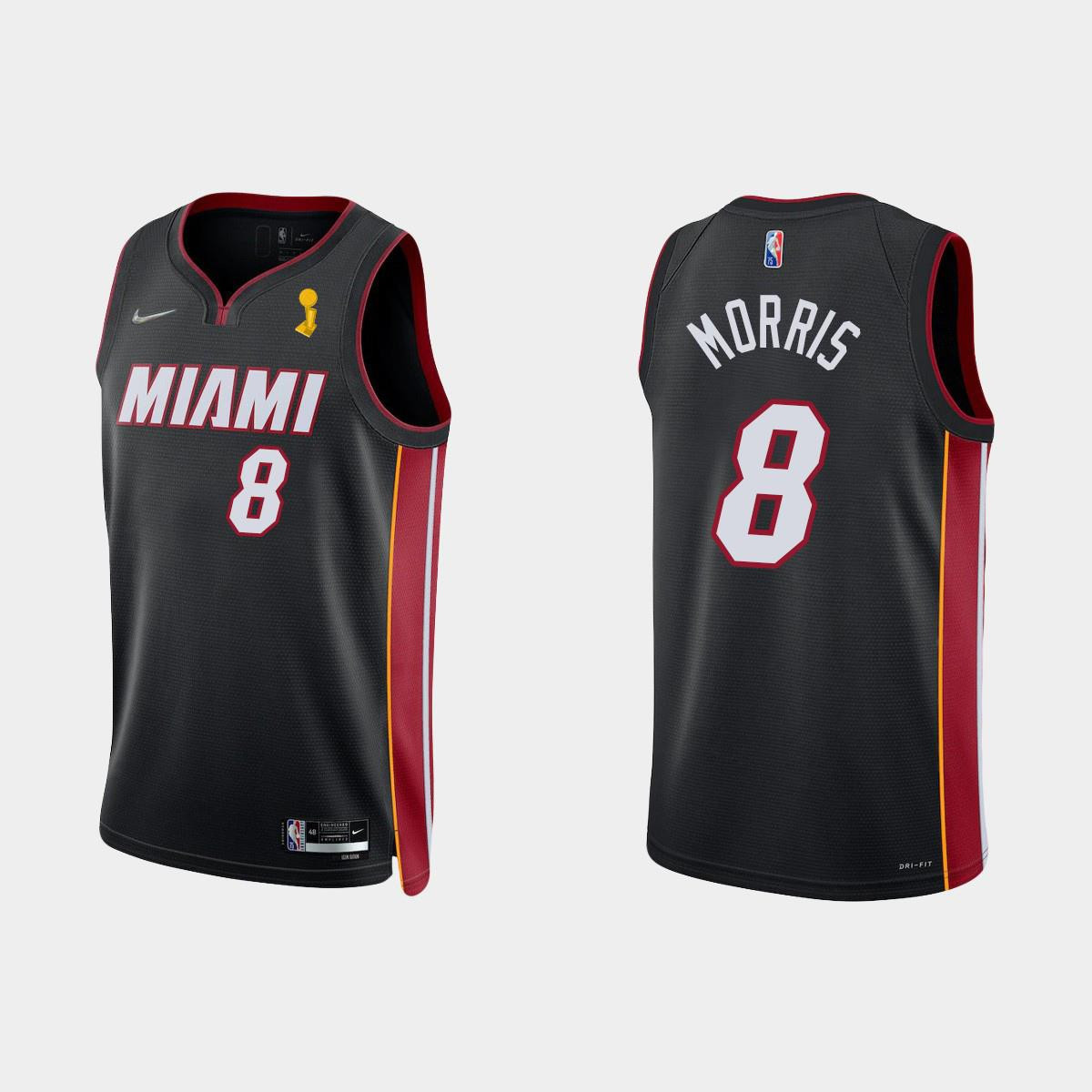 Miami Heat Markieff Morris 8 Champions Cup Diamond Black Jersey Icon - JS269 