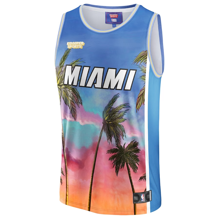 Alternative view of Miami Heat NBA & KidSuper Studios Unisex Hometown Jersey - Blue - JS227 