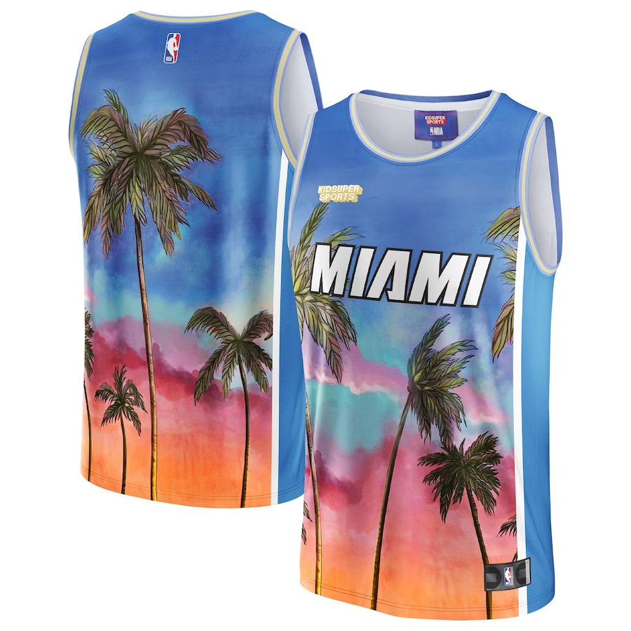 Miami Heat NBA & KidSuper Studios Unisex Hometown Jersey - Blue - JS764 