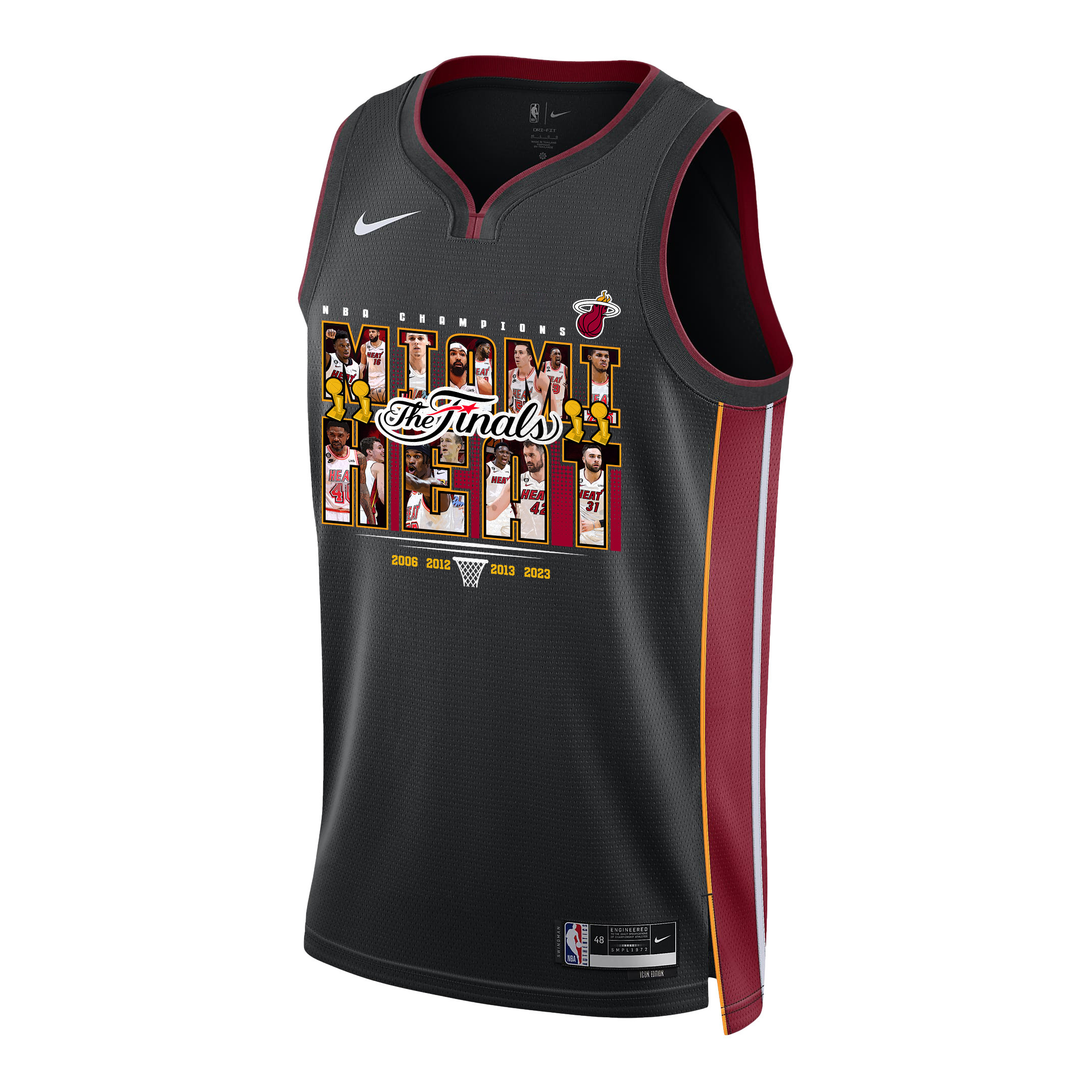 Alternative view of Miami Heat The 2023 Champions' Badge For Miami Swingman Jersey - Black - JS540 