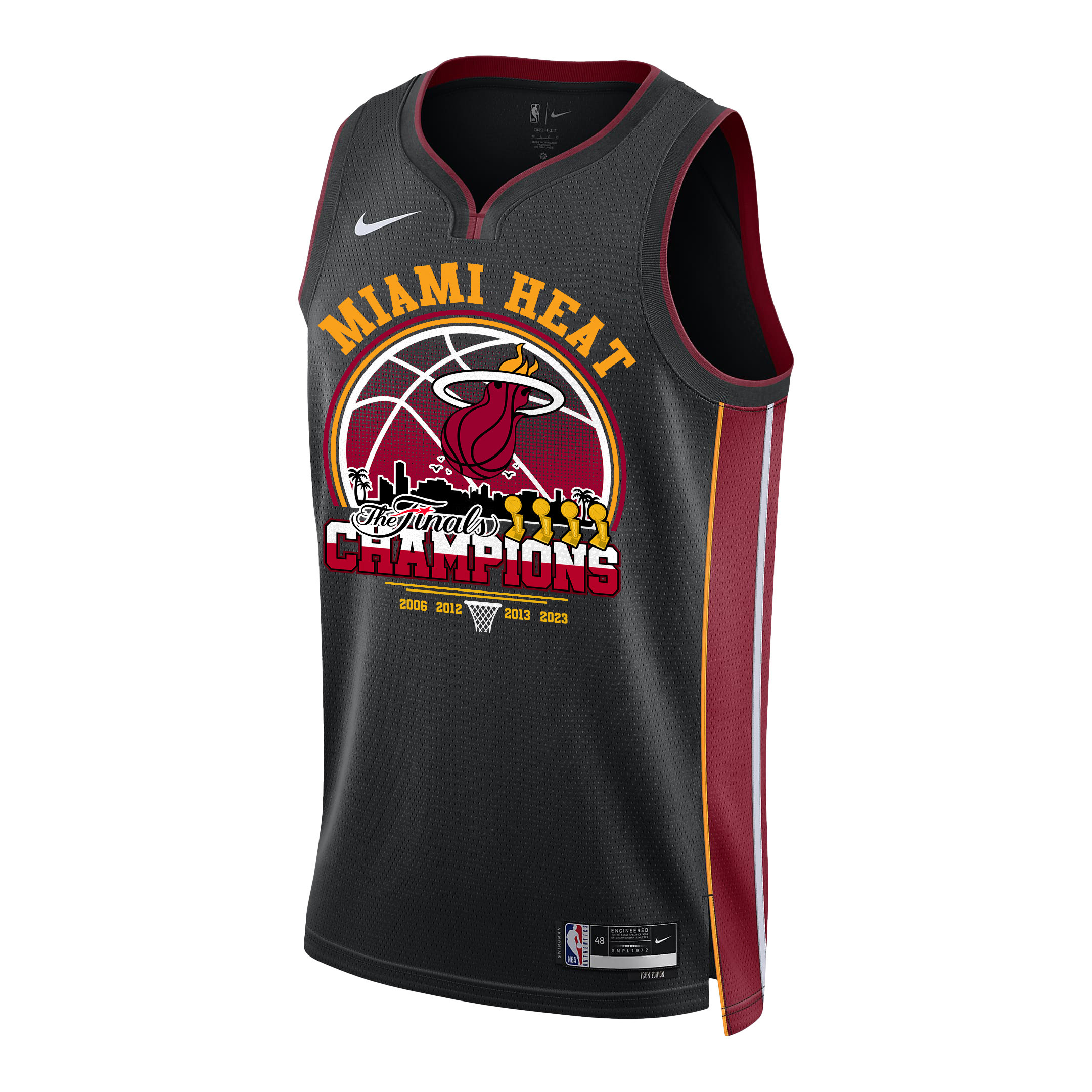Alternative view of Miami Heat The 4th Finals Champions Glory 2023 Swingman Jersey - Black - JS448 