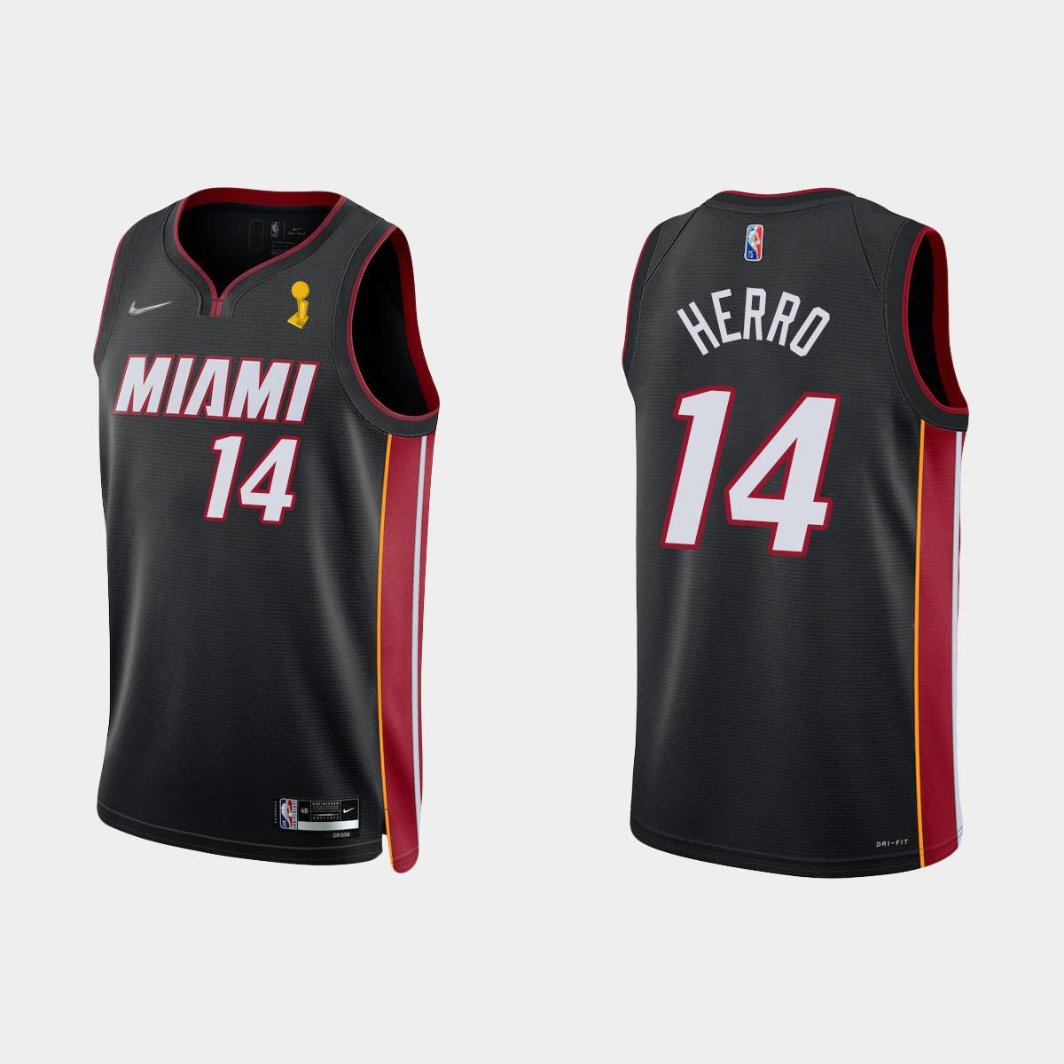 Miami Heat Tyler Herro 14 Champions Cup Diamond Black Jersey Icon - JS595 