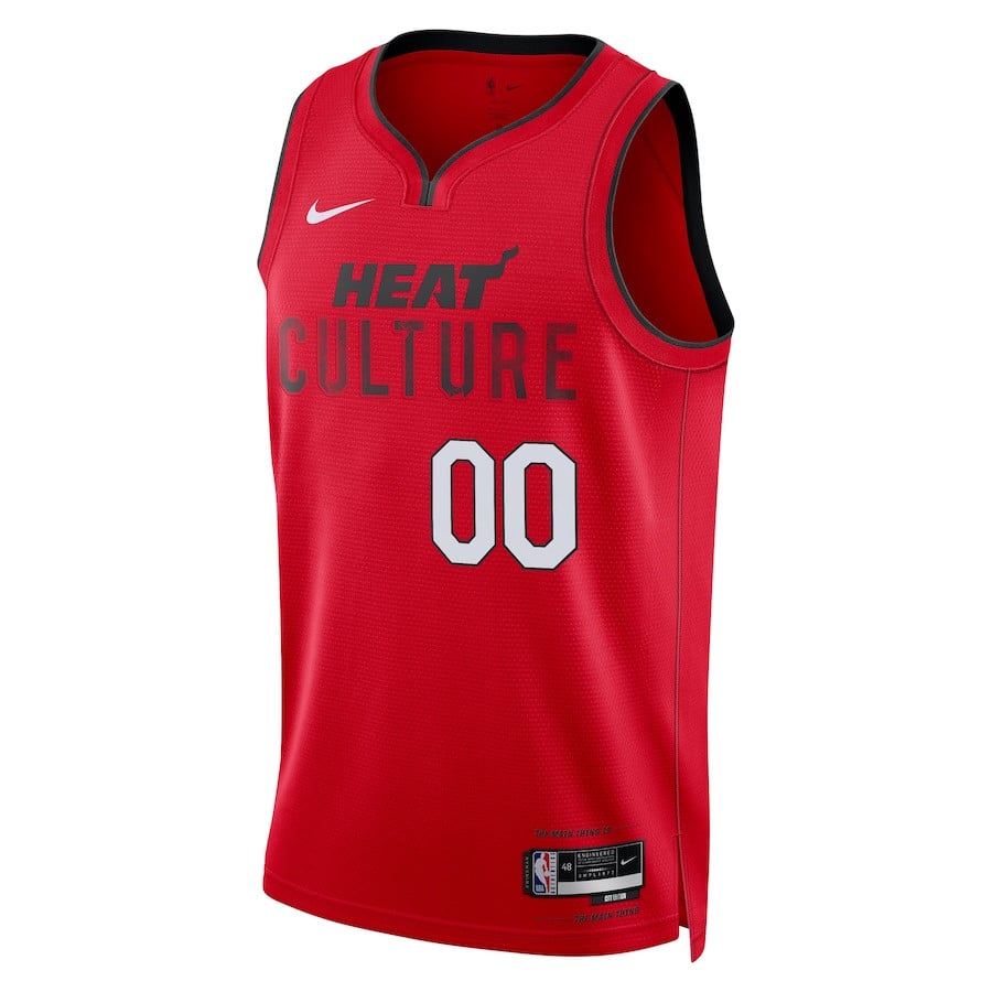 Alternative view of Miami Heat Unisex 2024/25 Custom Swingman Jersey - City Edition - Red - JS320 