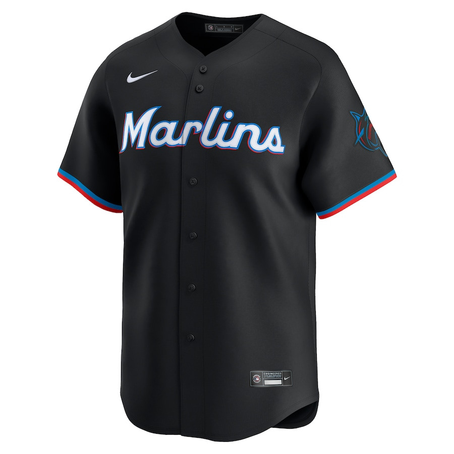Alternative view of Miami Marlins Alternate Limited Custom Men Jersey - Black 
