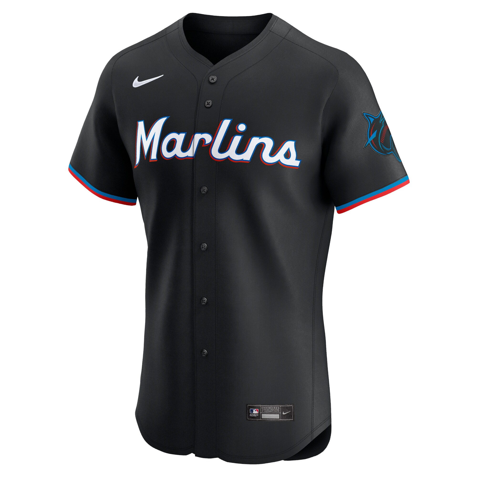 Alternative view of Miami Marlins Alternate Vapor Premier Elite Patch Jersey - Black
