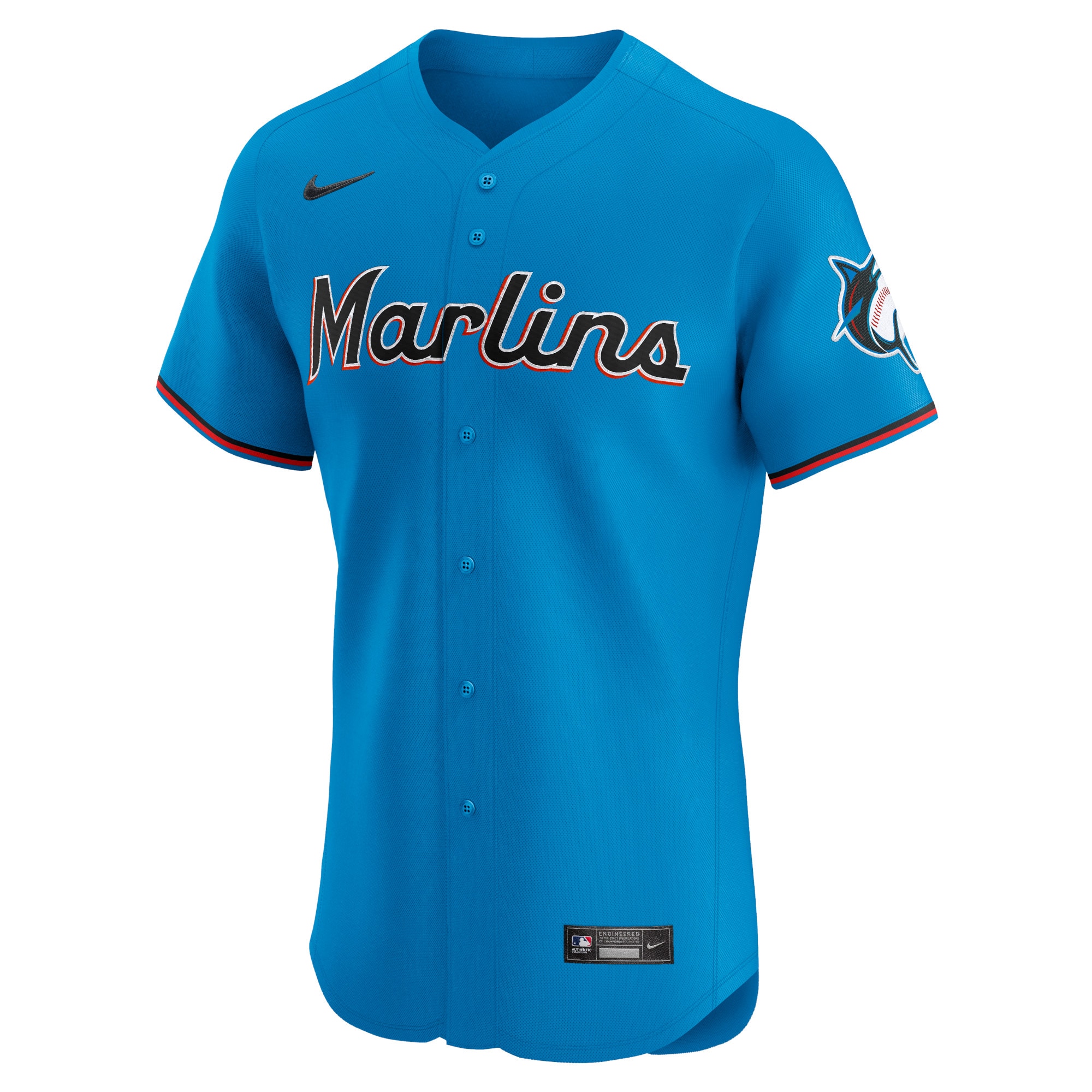 Alternative view of Miami Marlins Alternate Vapor Premier Elite Patch Jersey - Blue