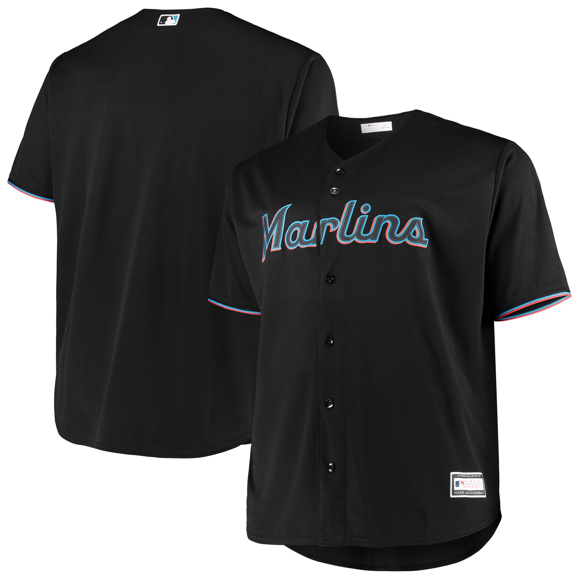 Miami Marlins Big & Tall Replica Team Jersey – Black