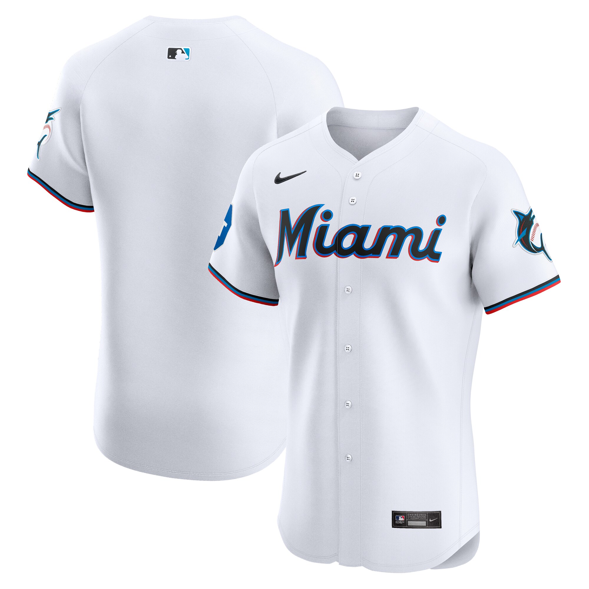 Miami Marlins Home Elite Patch Jersey - White