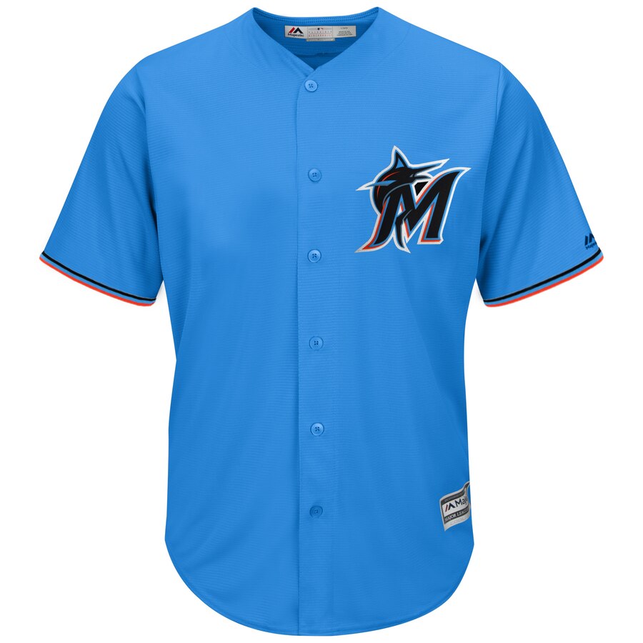 Alternative view of Miami Marlins Majestic Alternate 2019 Official Cool Base Team Jersey – Blue Thunder