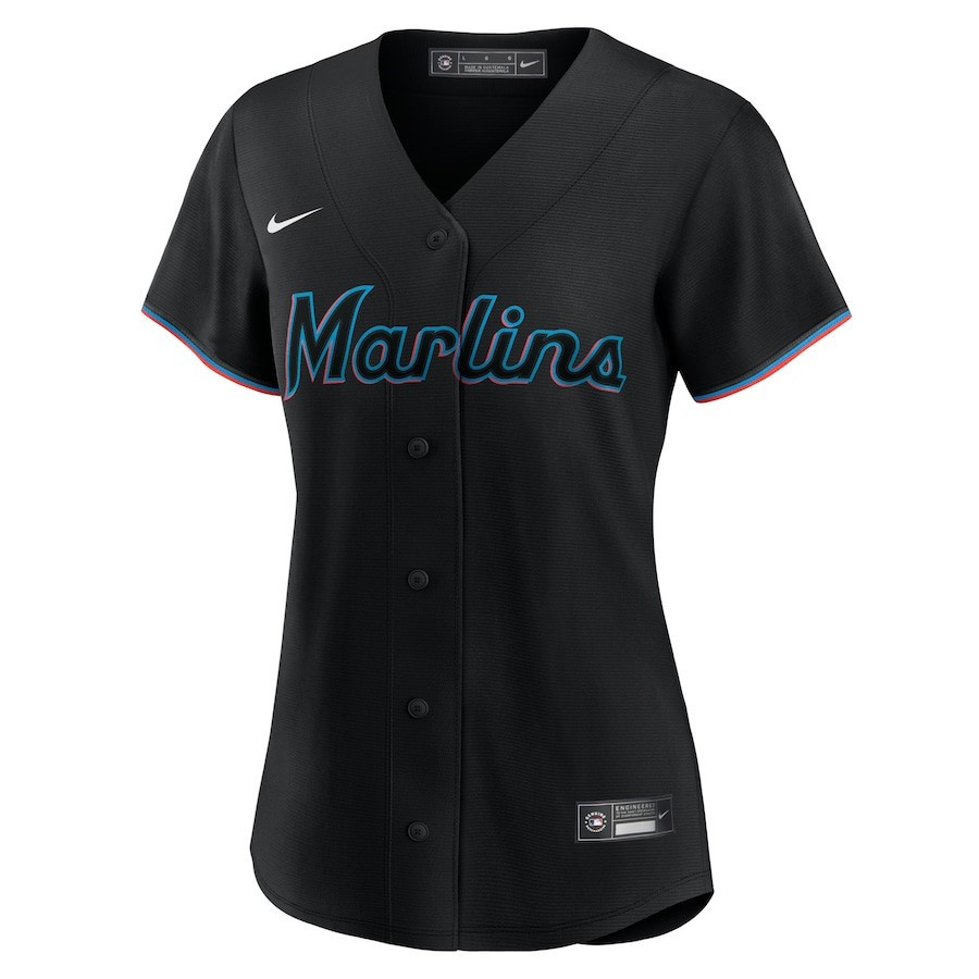 Alternative view of Miami Marlins Women's Alternate Team Jersey - Black 