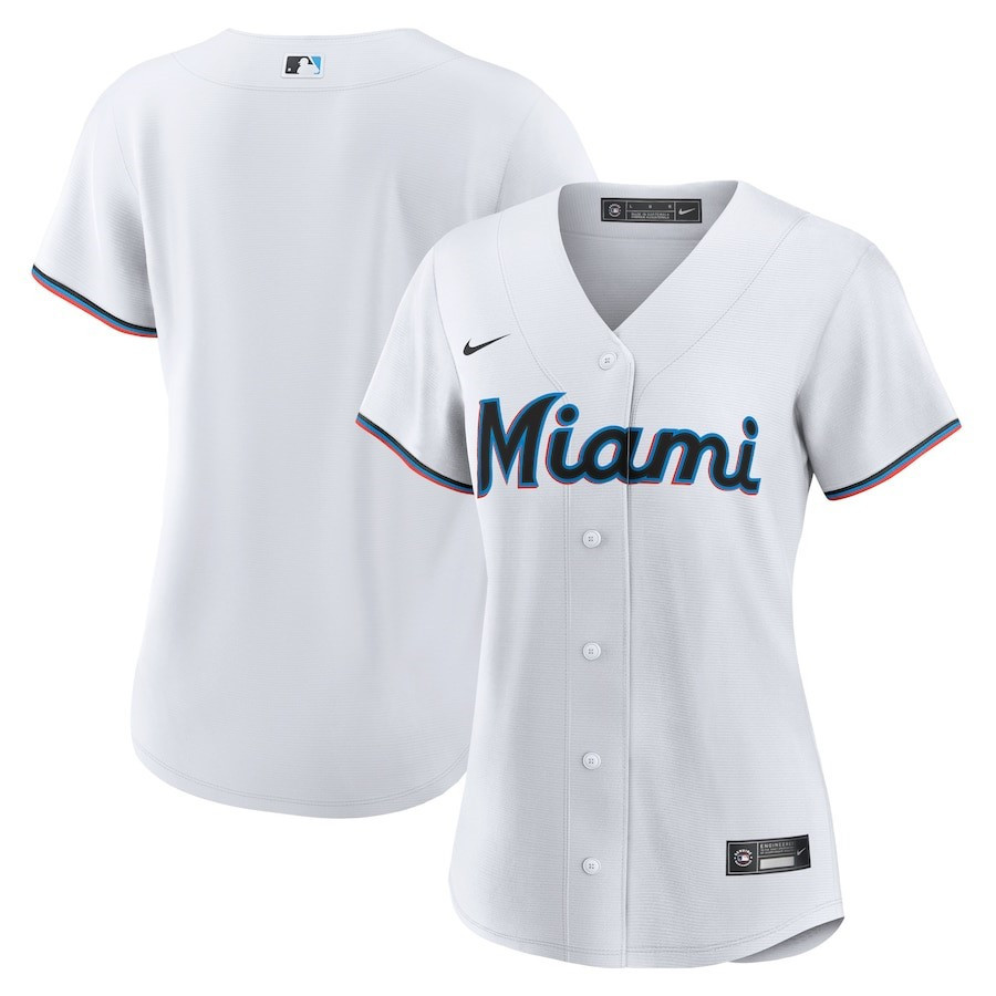 Miami Marlins Women's Home Blank Jersey - White 