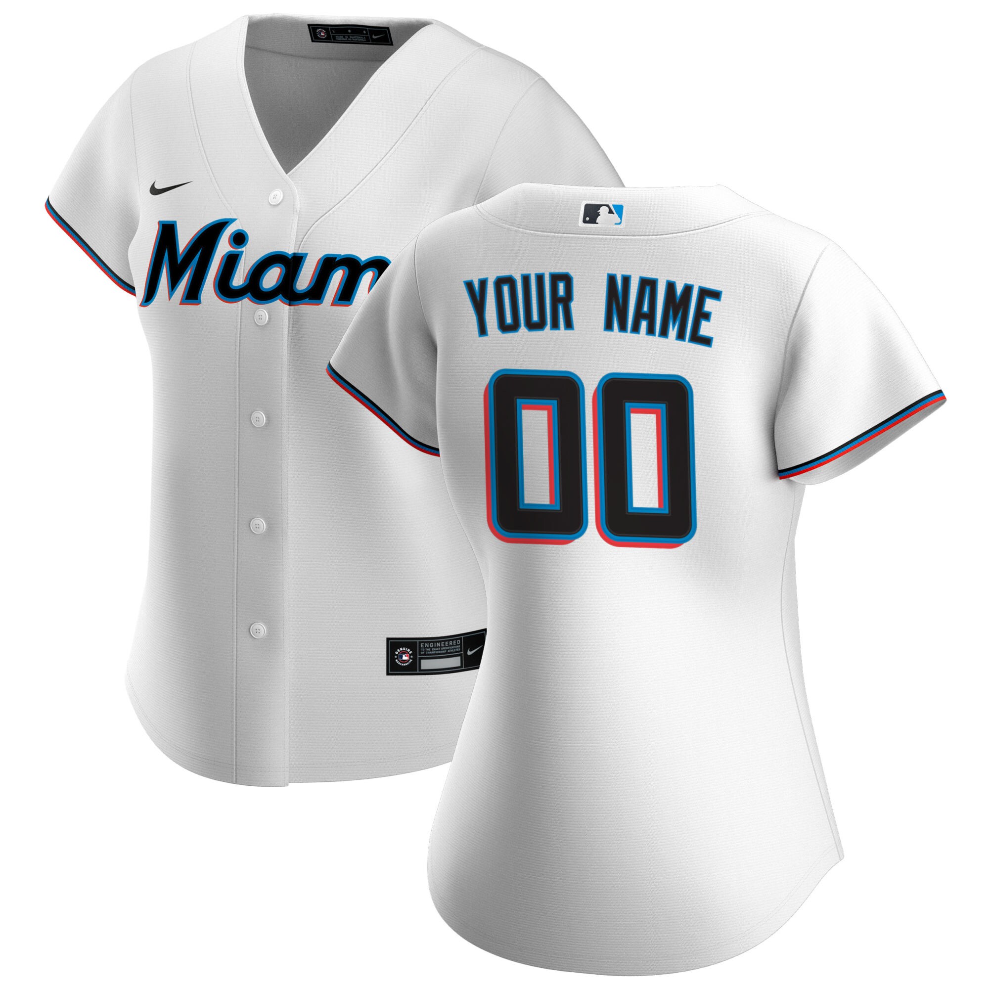 Miami Marlins Women's Home Replica Custom Jersey - White
