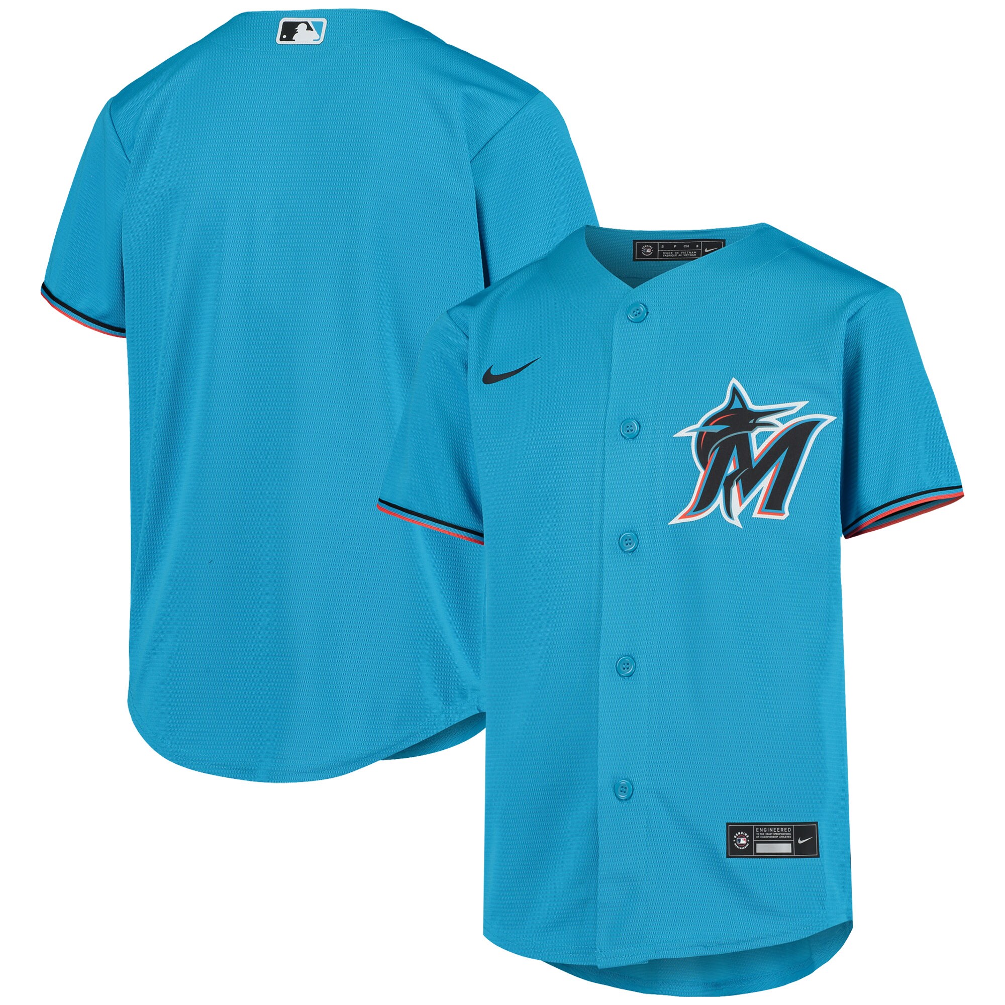 Alternative view of Miami Marlins Youth Alternate Replica Team Jersey - Blue