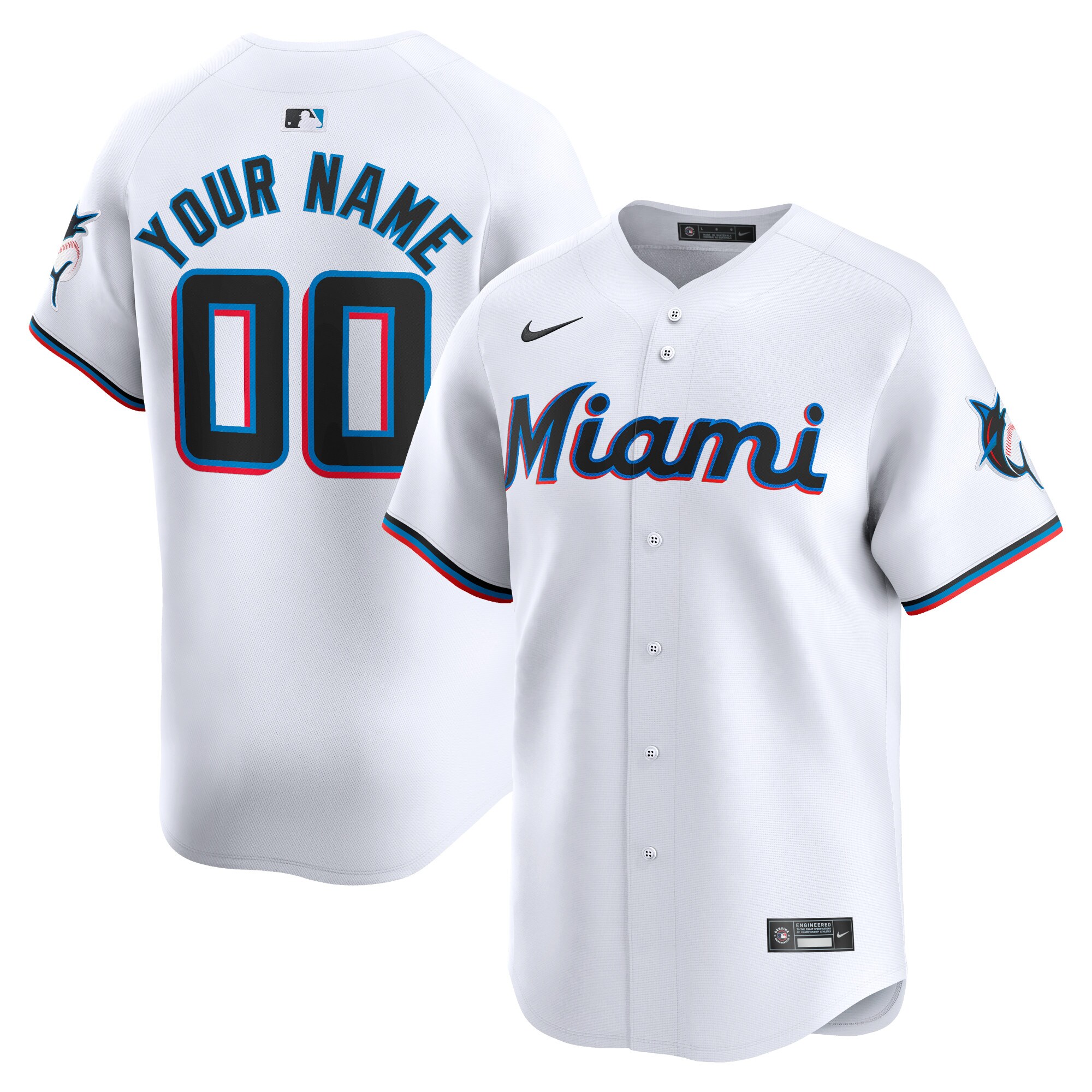 Miami Marlins Youth Home Limited Custom Jersey - White
